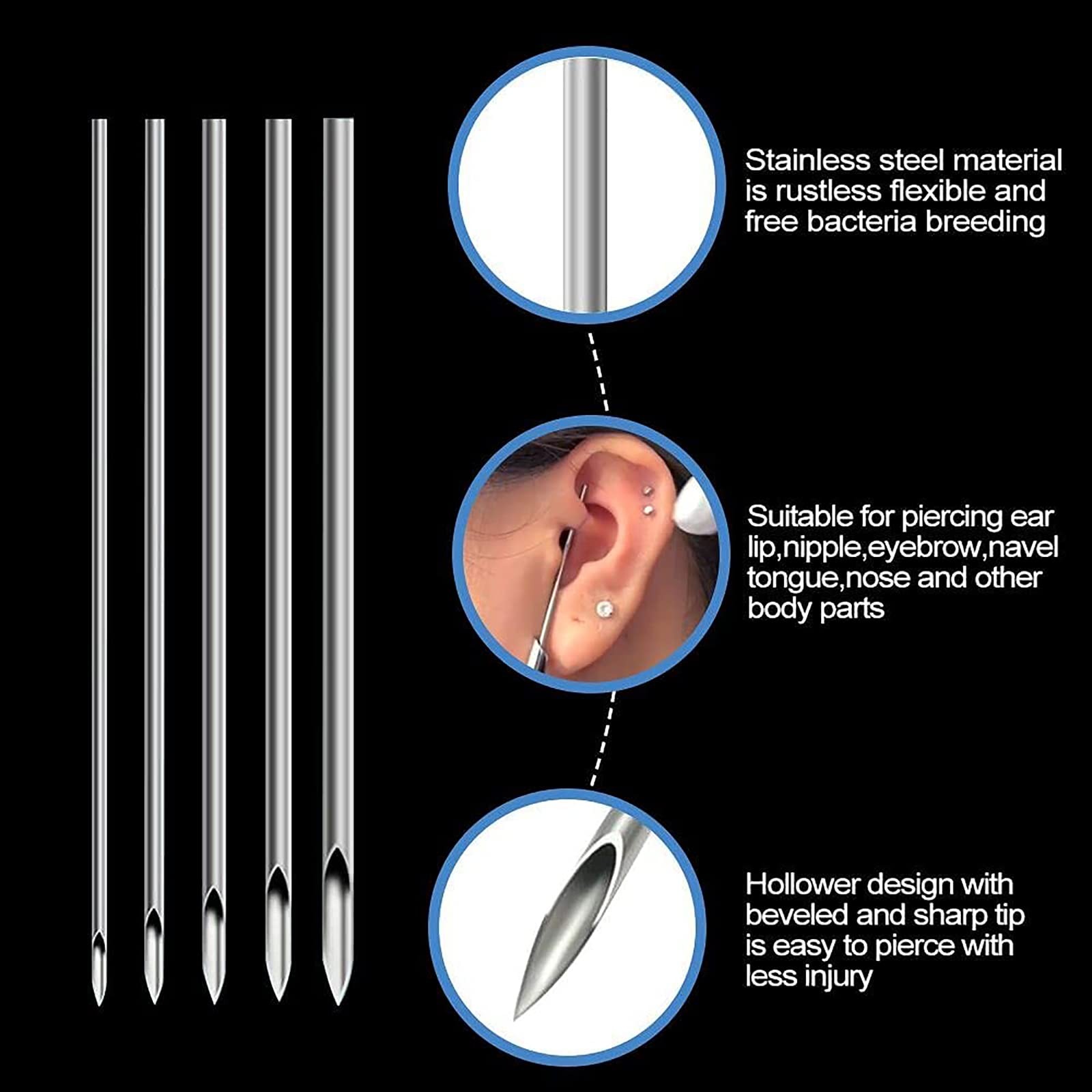 Rayyl Body Piercing Kit - 43Pcs Professional Tool 42pcs, clear