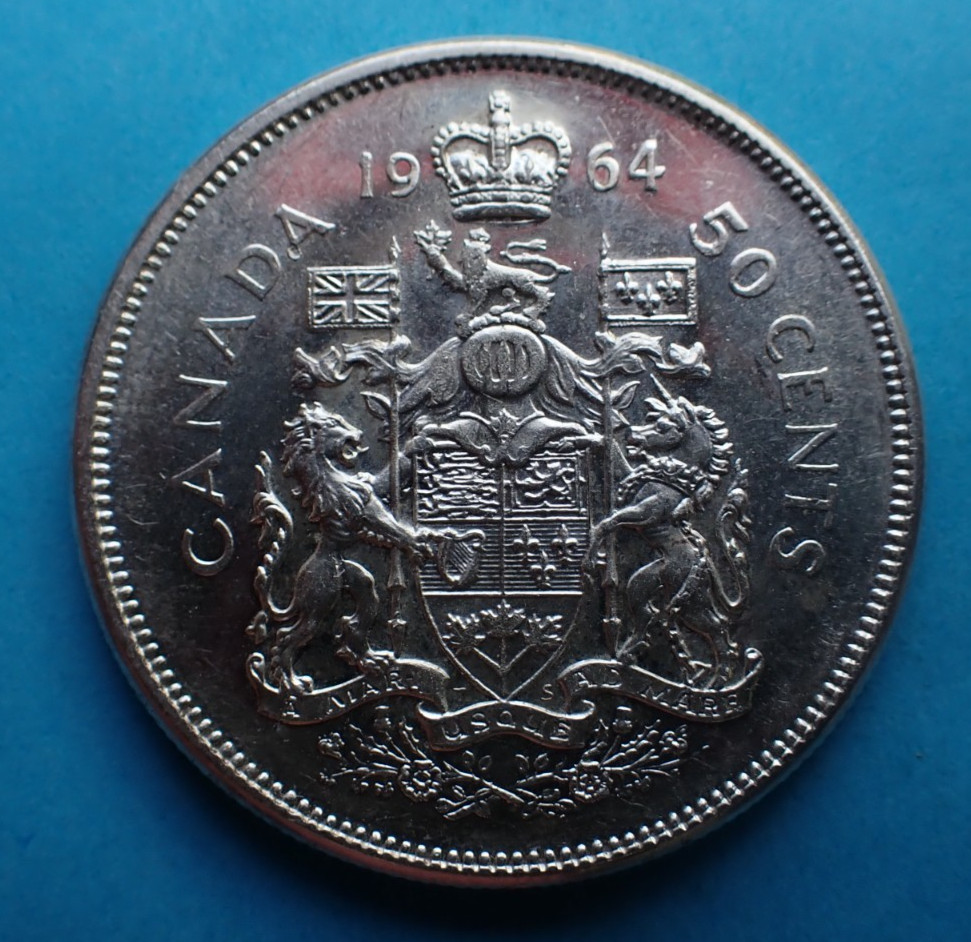Canada, 50 Cents 1964, 0.8 silver, see images.