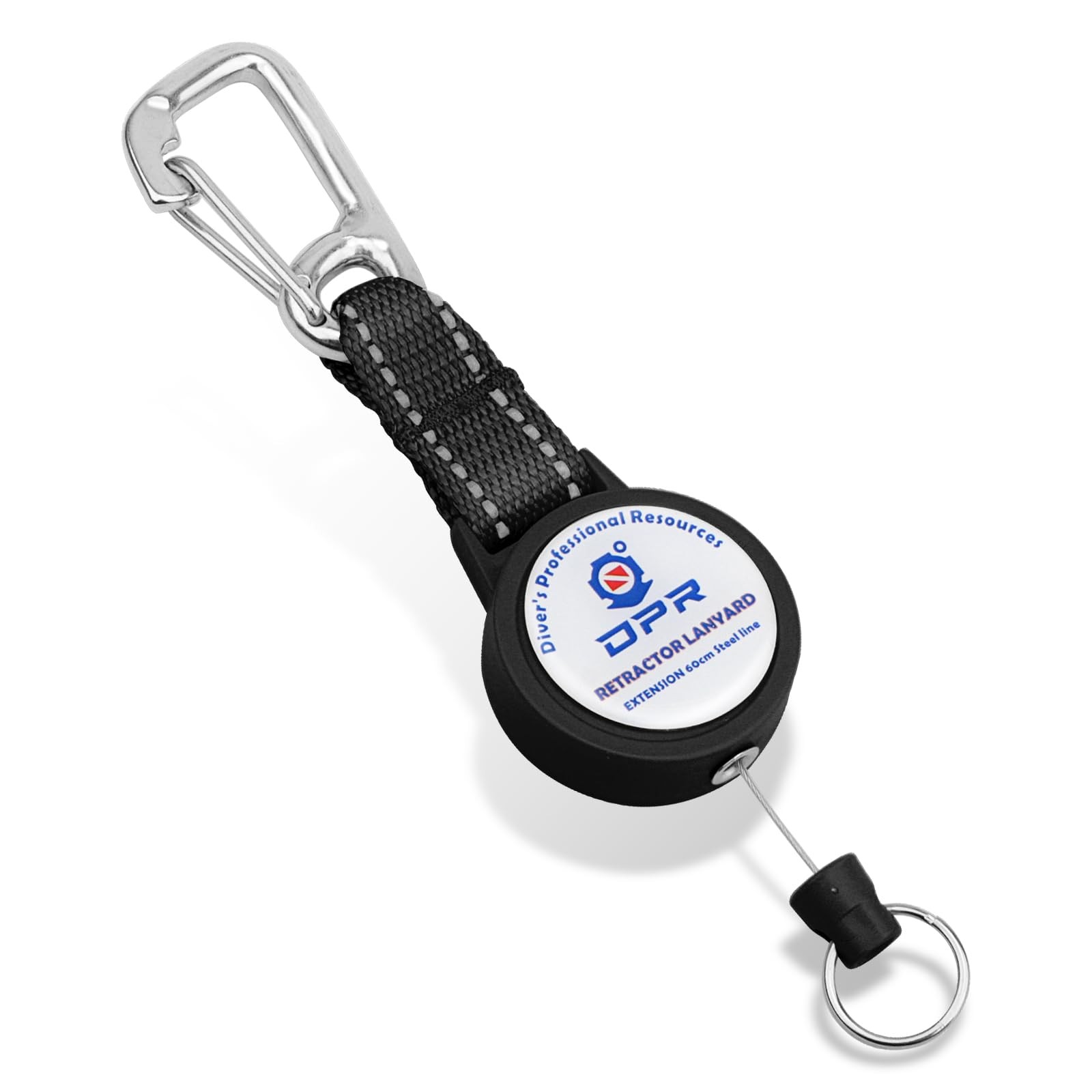 Scuba Retractor Clip, Heavy-duty Dive Gear Extend to 24inches, Black