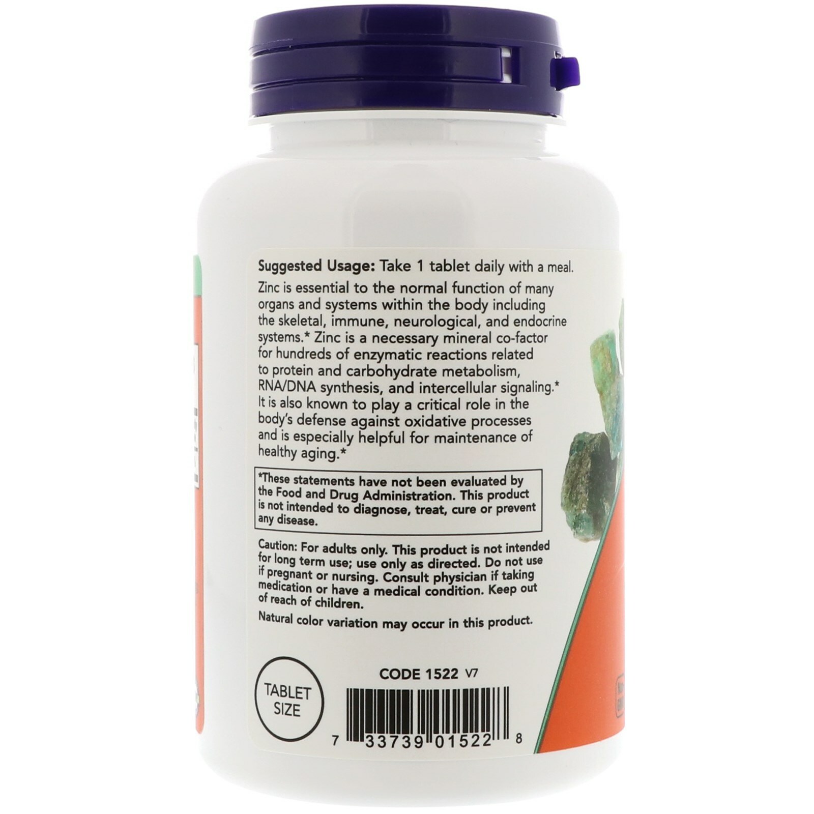 Now Foods Zinc, 50 mg, 250 Tablets, 2 Pack