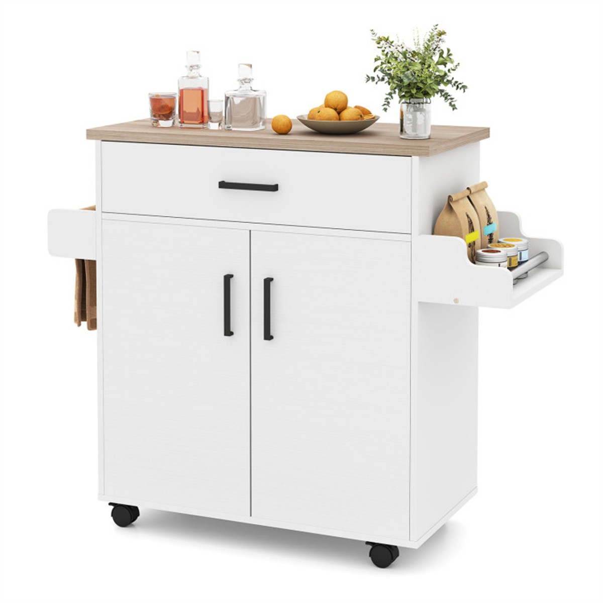 Rolling Kitchen Island Cart with Storage Kitchen Cart with Drawer Cabinet