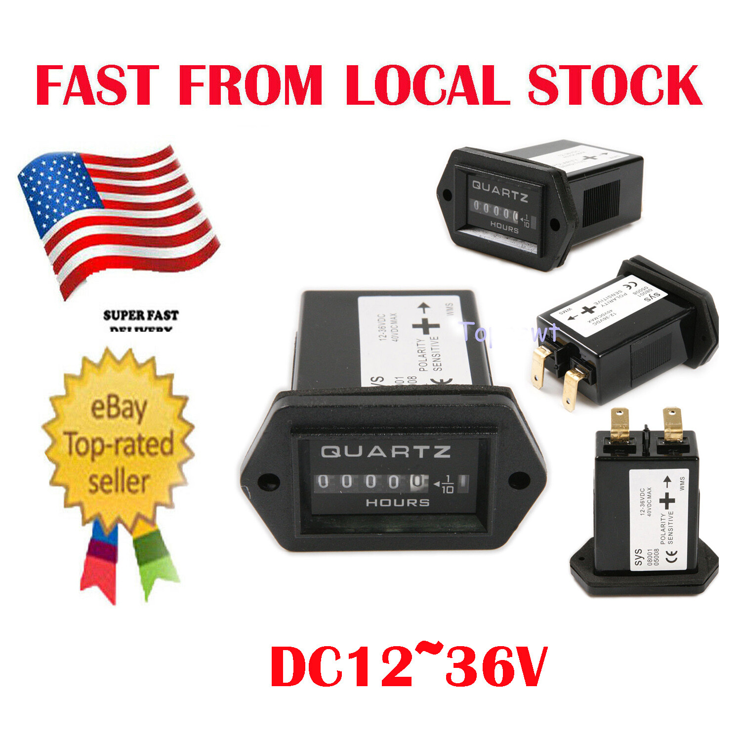 12-36V DC Digital Hour Meter - Panel Gauge for Boat, Truck, Marine Engine Indust
