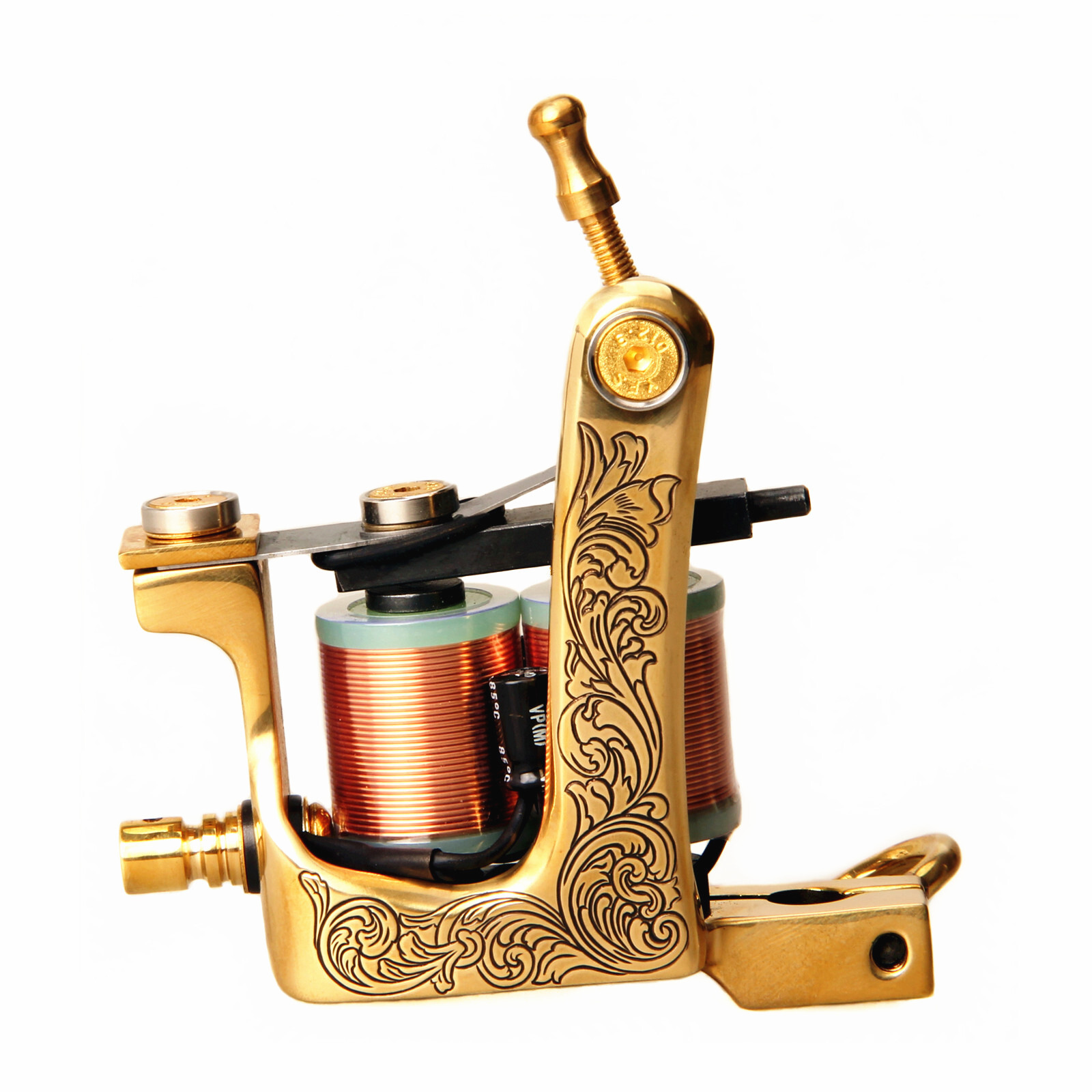 Brass Frame Tattoo Machine With 30mm 10 wraps 22 AWG Copper Wire Coils Liner