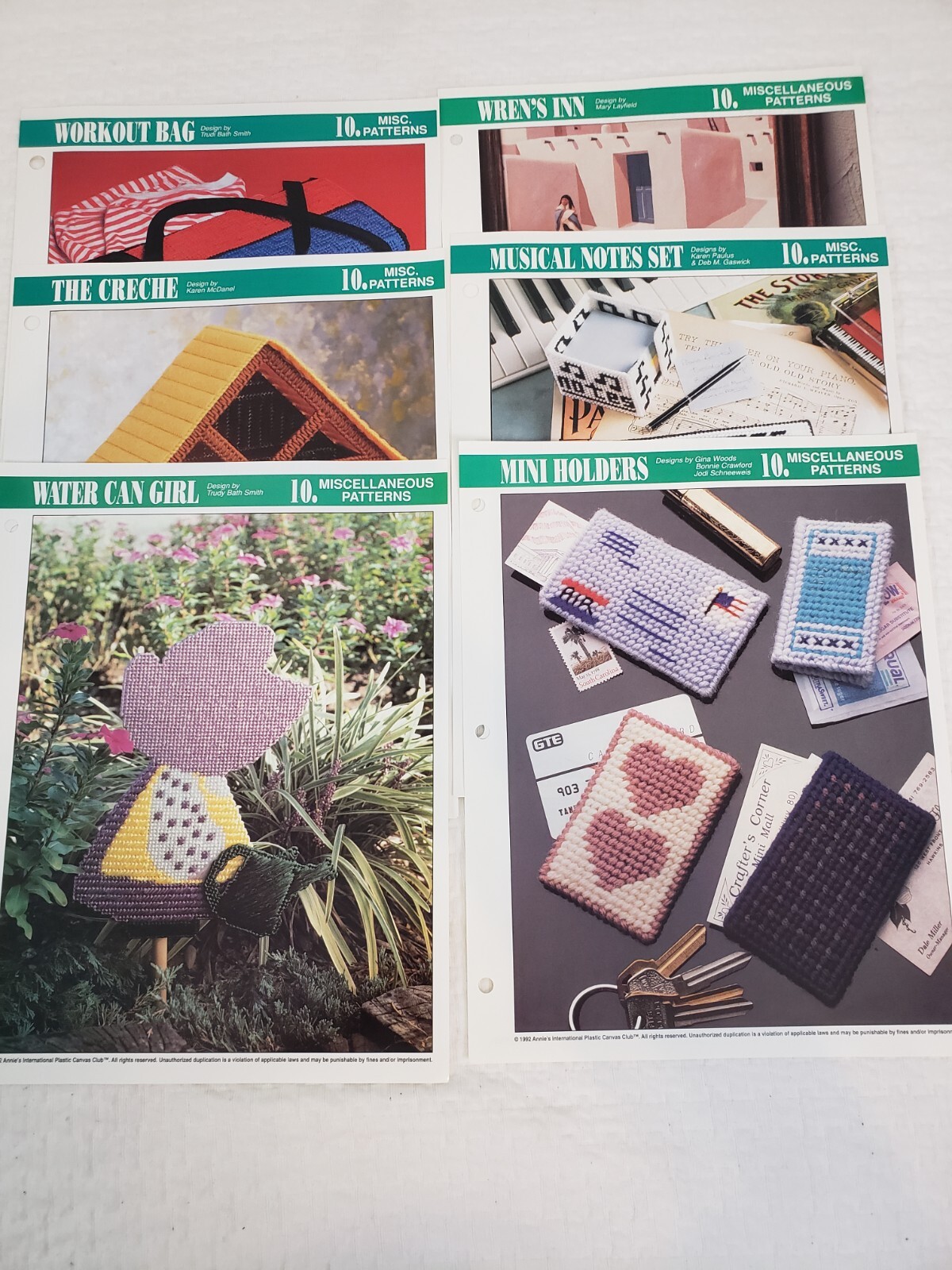 VTG 1993 Annie's Attic Plastic Canvas Pattern Miscellaneous Patterns Lot of 6