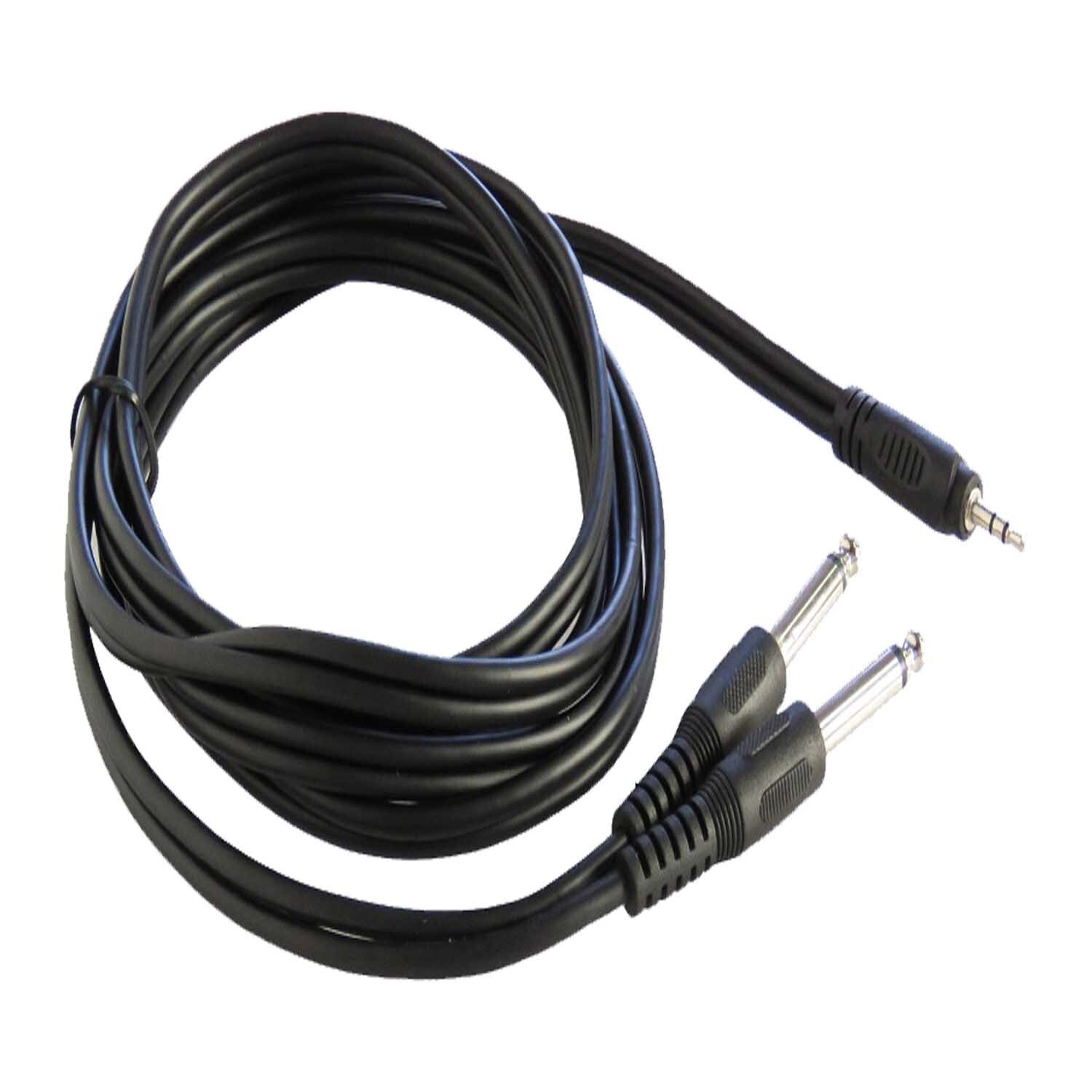 8ft 3.5mm Mini Jack Cable Male Stereo to Dual 1/4" Male Mono 6.3mm Audio Cable