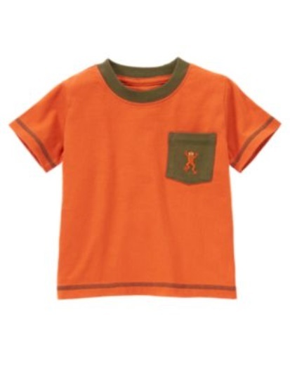 GYMBOREE JUNGLE EXPLORER ORANGE FROG POCKET S/S TEE 3 6 12 18 24 2T 3T 5T NWT