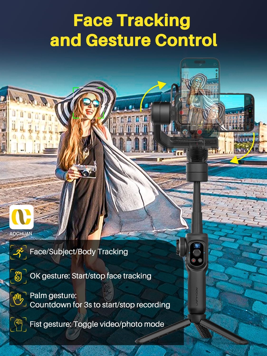 S2 Smartphone Gimbal Stabilizer w/Wireless Lavalier, Built-in 18cm Extension ...