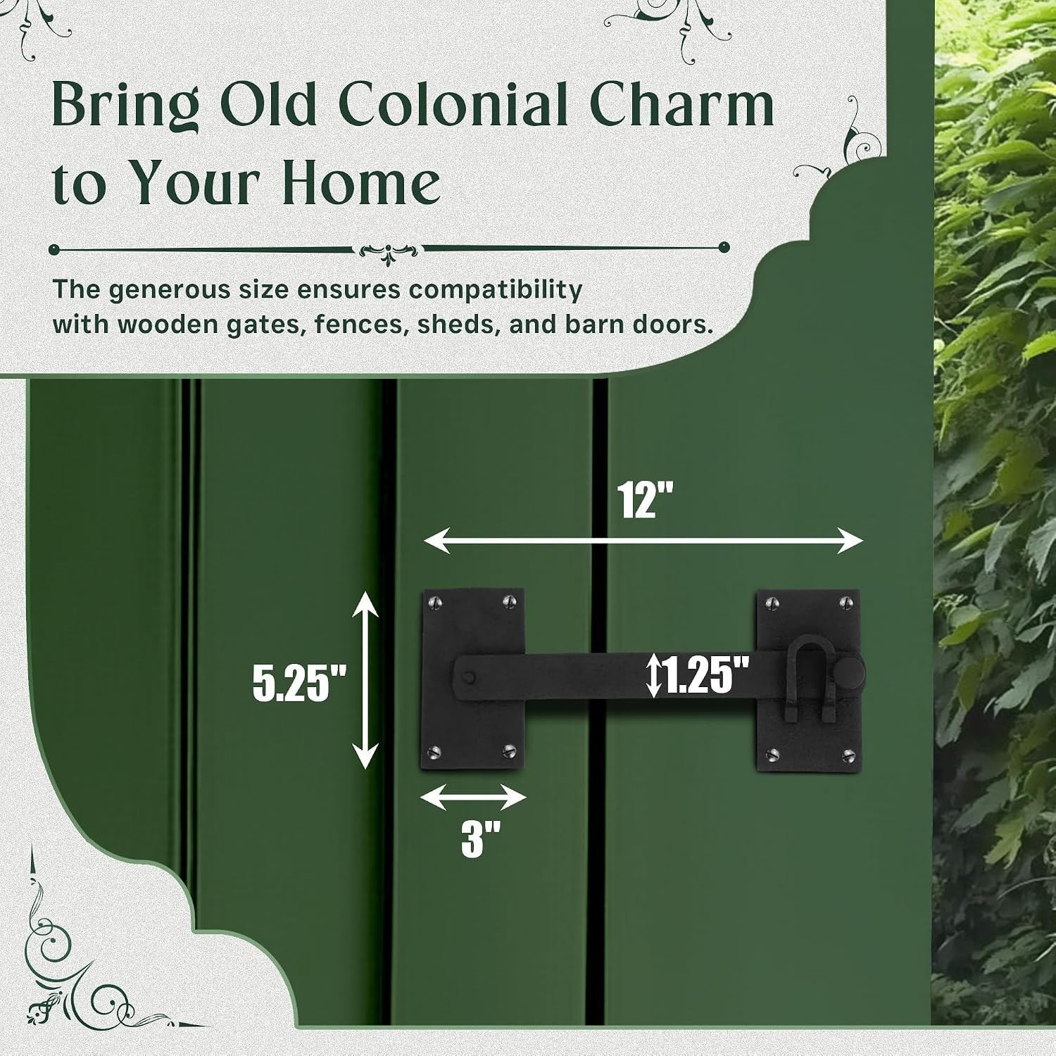 Traditional 12" Wrought Iron Gate Lock - Easy Installation