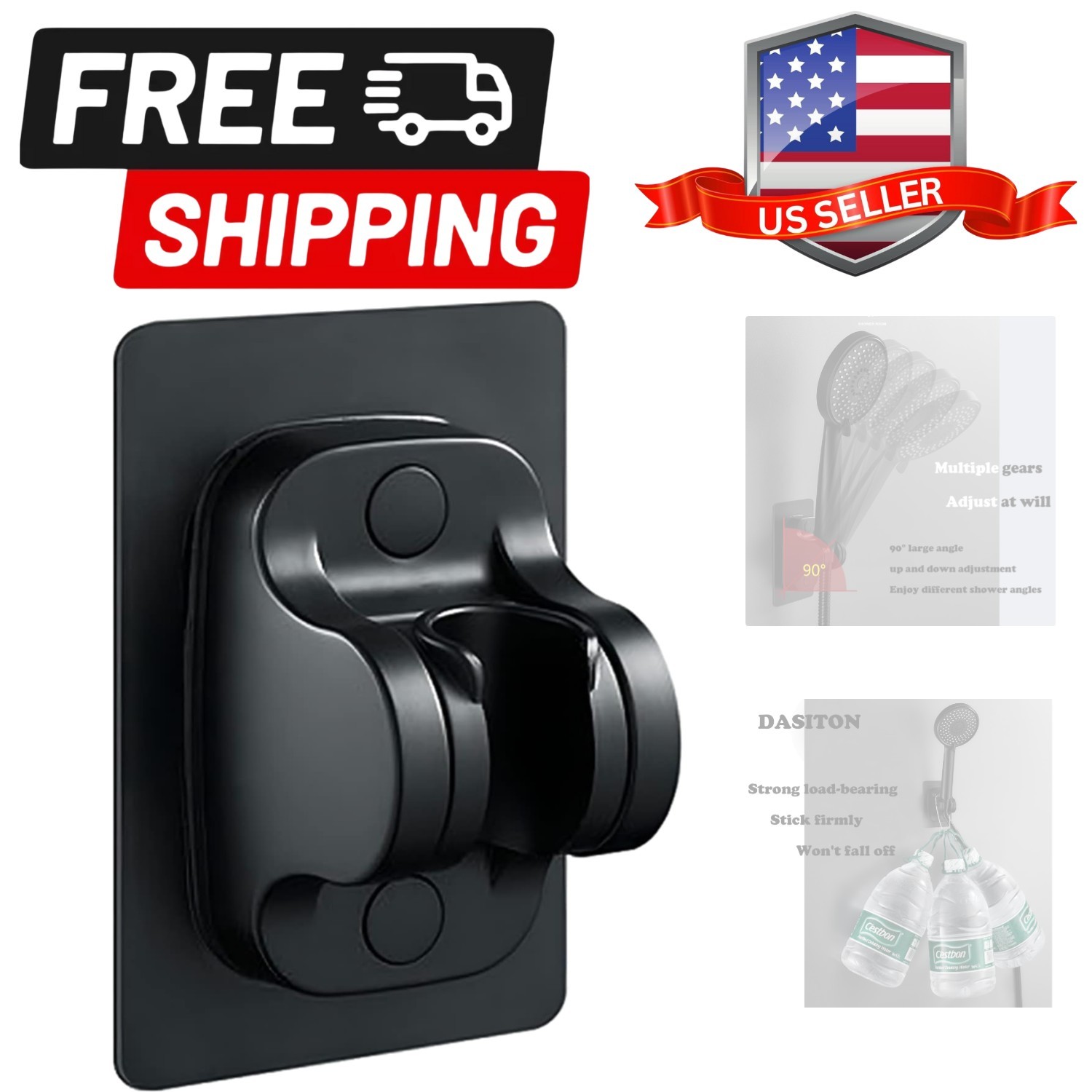 Large Wall Mount Strong Adhesive Waterproof Handheld Shower Holder,Shower Hea...