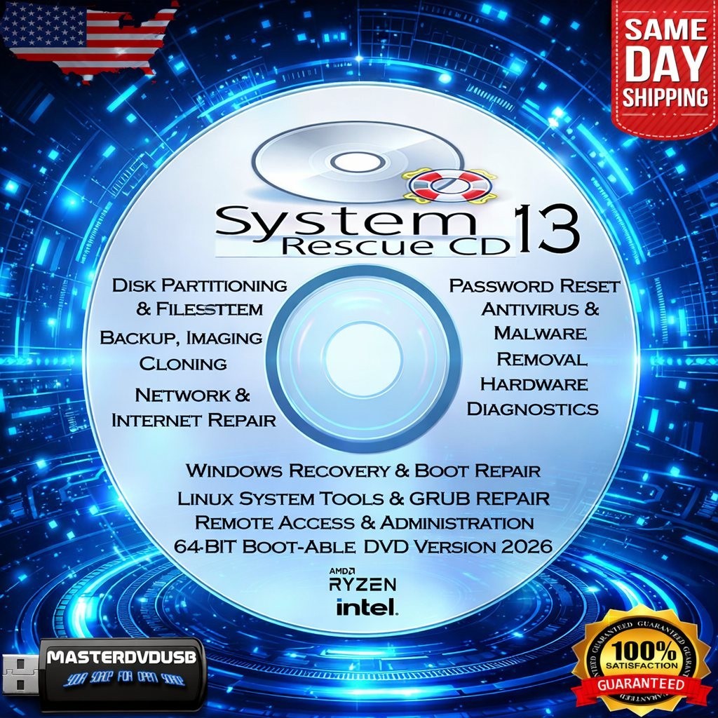 SystemRescue 13 Bootable DVD – System Rescue CD 2026 Version