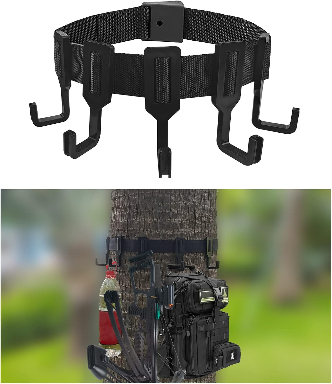 Treestand Strap Gear Hangers with Large Hooks, Lightweight Multi-hook Accessory
