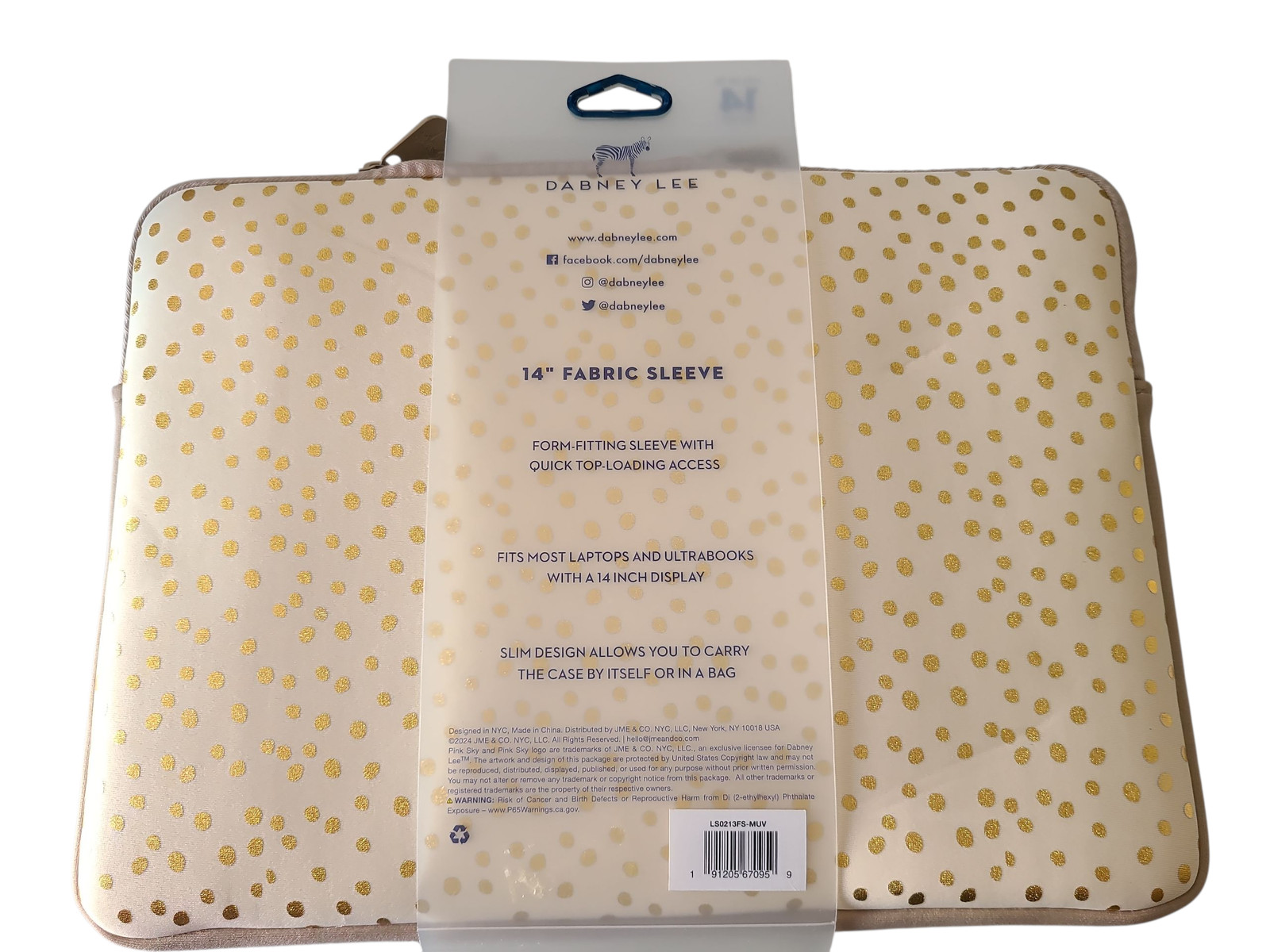 Dabney Lee 13.3" Laptop Sleeve - Champagne Dot