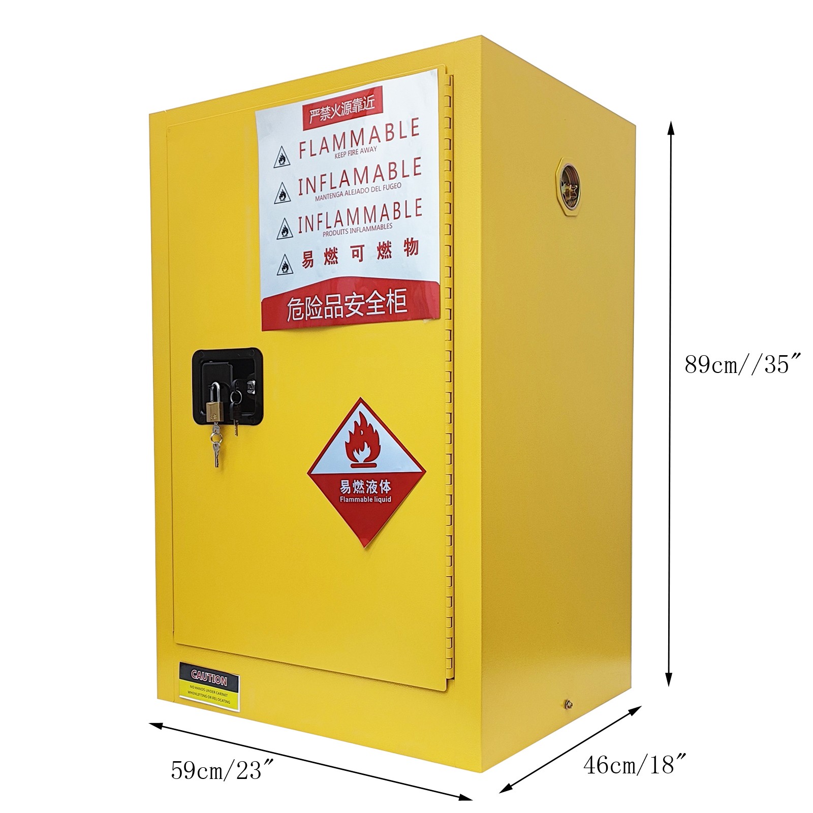 40Gal Yellow Safety Storage Cabinet Manual Close Flammable Liquid Safety Cabinet