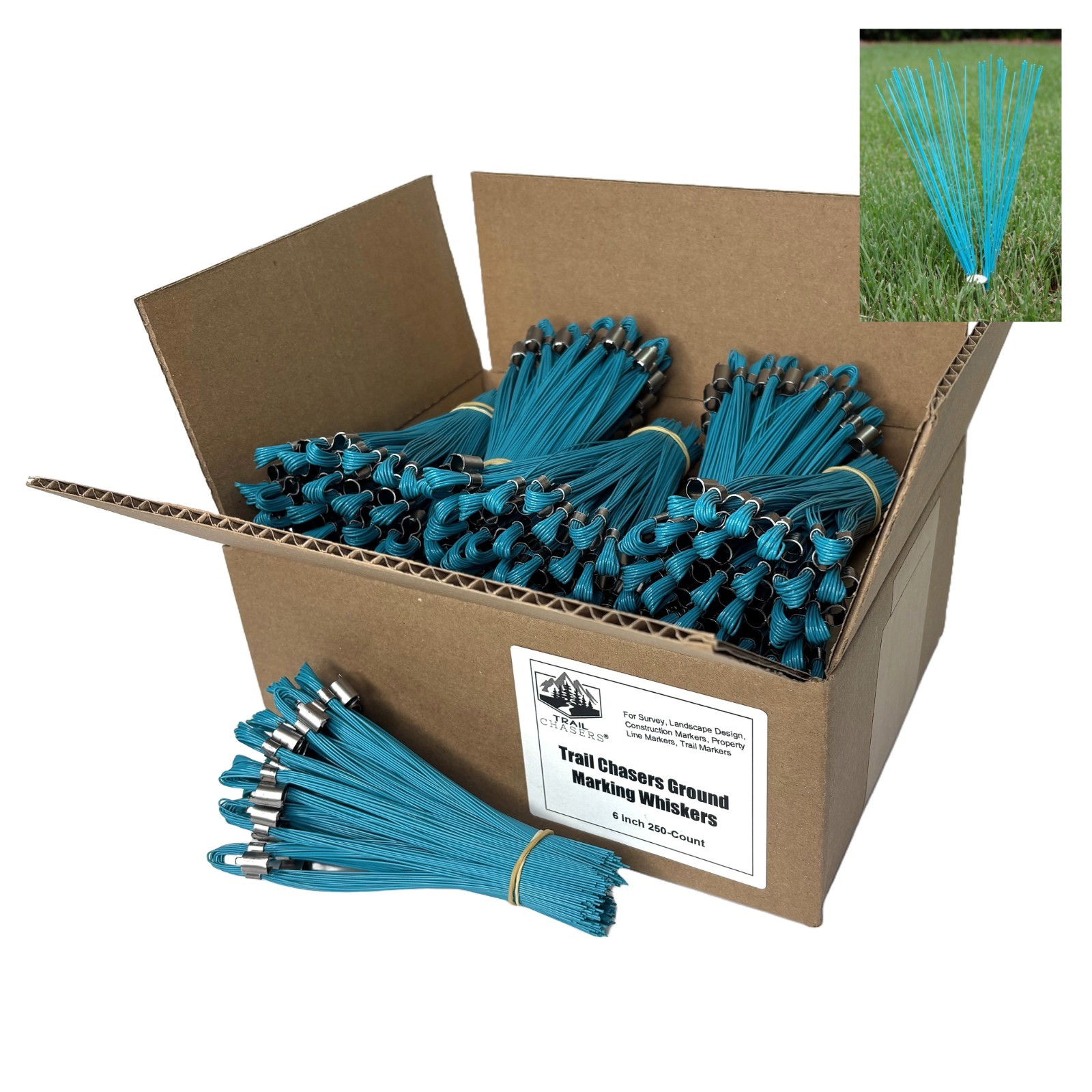 Trail Chasers Blue 6" Marking Flags 250 Pack Survey Construction Landscaping