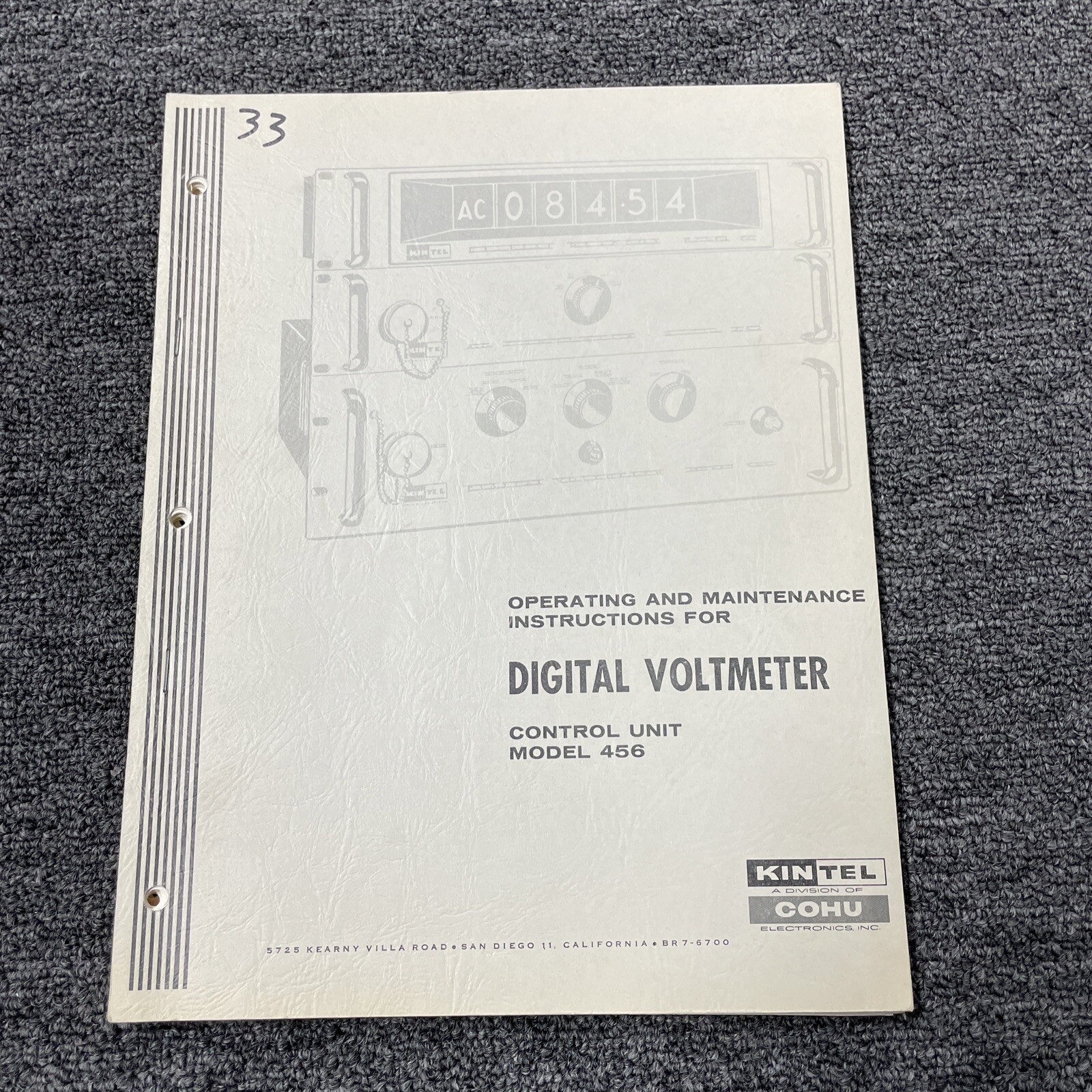 Kintel COHU Model 456 Control Unit Digital Voltmeter Operating Instruction 19X-4