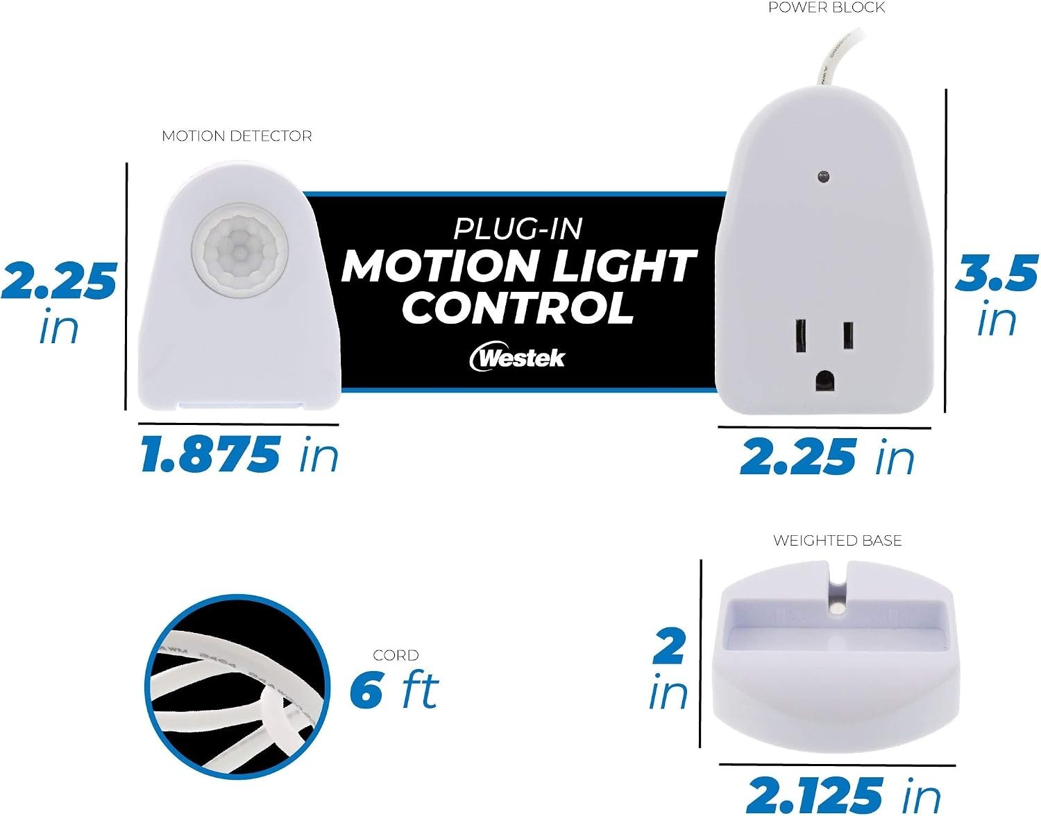 Motion Sensor Outlet Light Control, 2 Pack - 25ft Range