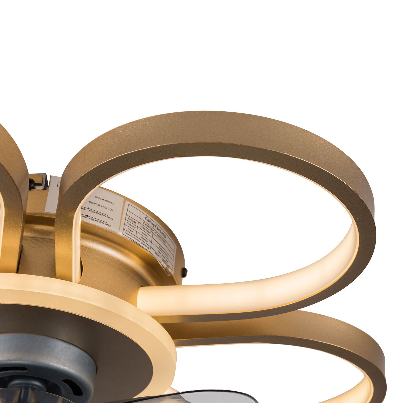 Ceiling Fan Light Flower Shape Gold Ceiling Fan Light LED W/ Remote Control