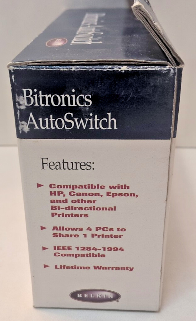 Belkin Bitronics AutoSwitch F1U124, 1EEE1284 Parallel Printer, Free Shipping