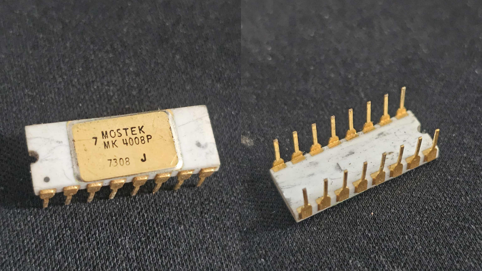 Early Static Memory Mostek MK4008P White Gold Ceramic 1973 1024 X 1 Dynamic RAM