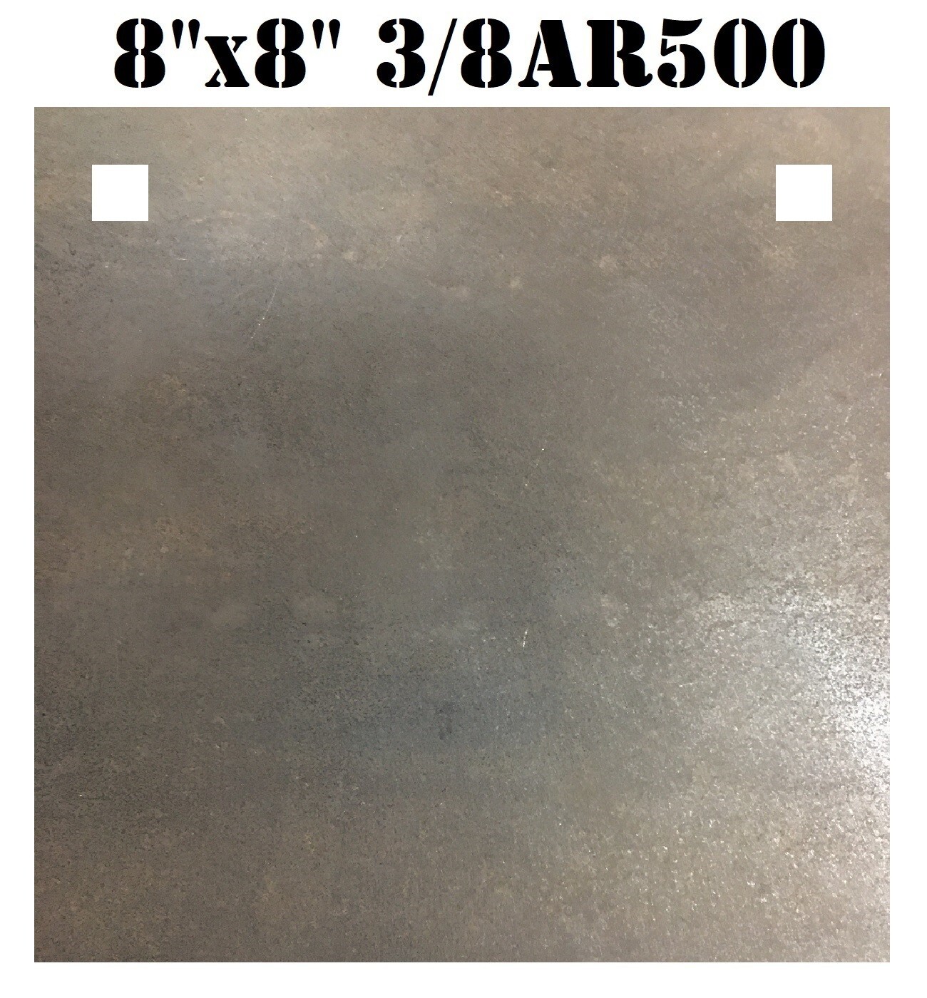3/8" AR500 8"x8" Square Steel Shooting Target - Pistol & RIfle Gong - 1/2" Holes