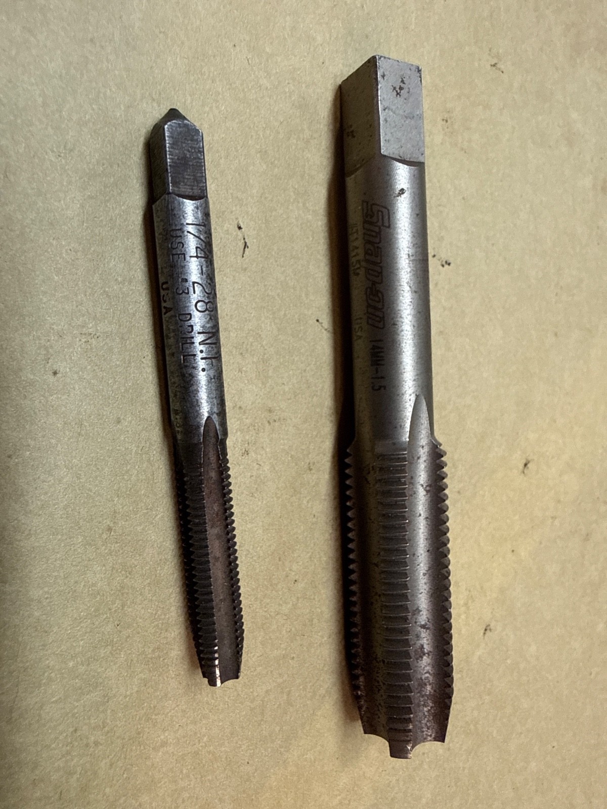 snap-on taps 14mm-1.5 t1415M, 1/4-28