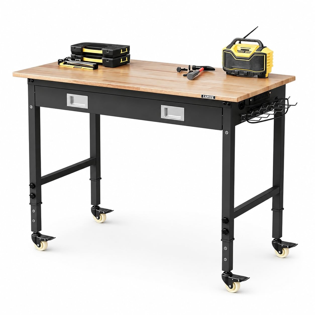 48" Workbench Adjustable Work Table Garage 2000LBS with Power Outlets & Drawers