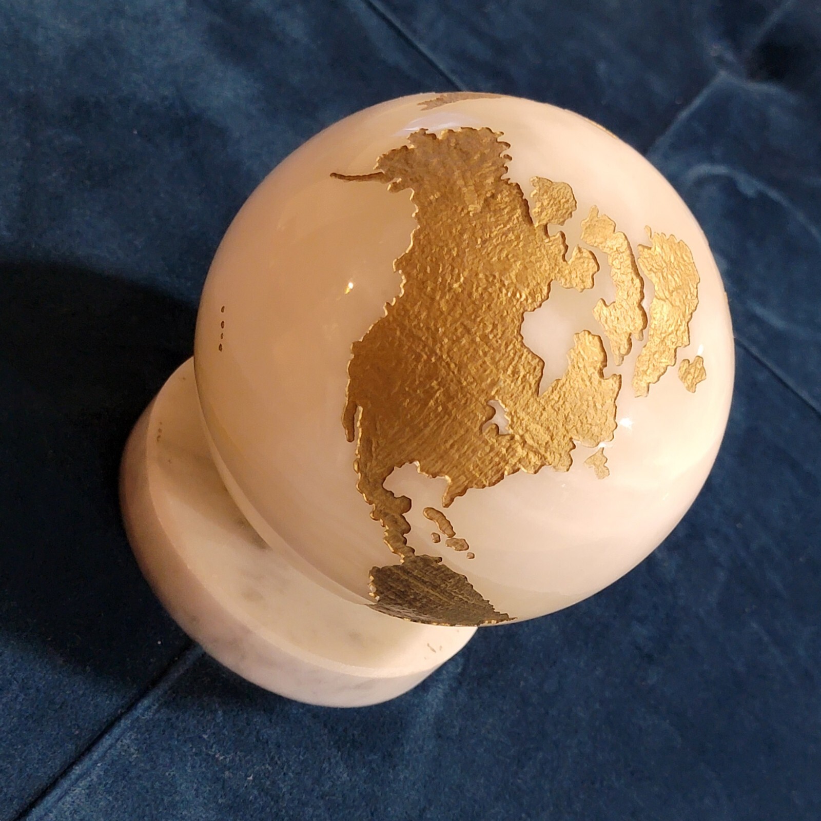 Maitland Smith Marble Stone Globe Solid White Gold - No Base