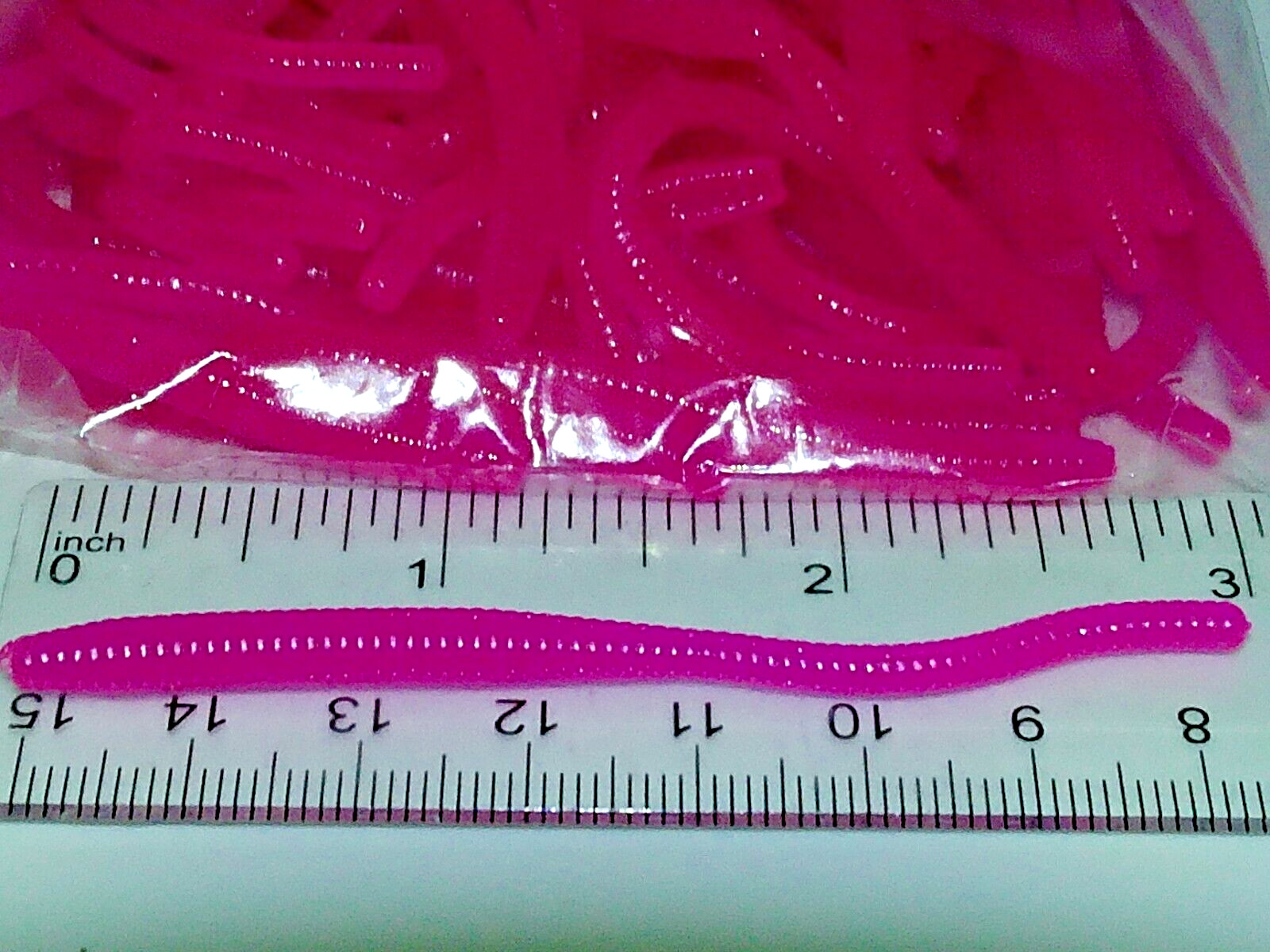 75 Lot Florescent Pink 3"TAPPERED TROUT/FINESS WORM Soft Plastic Fishing Lure