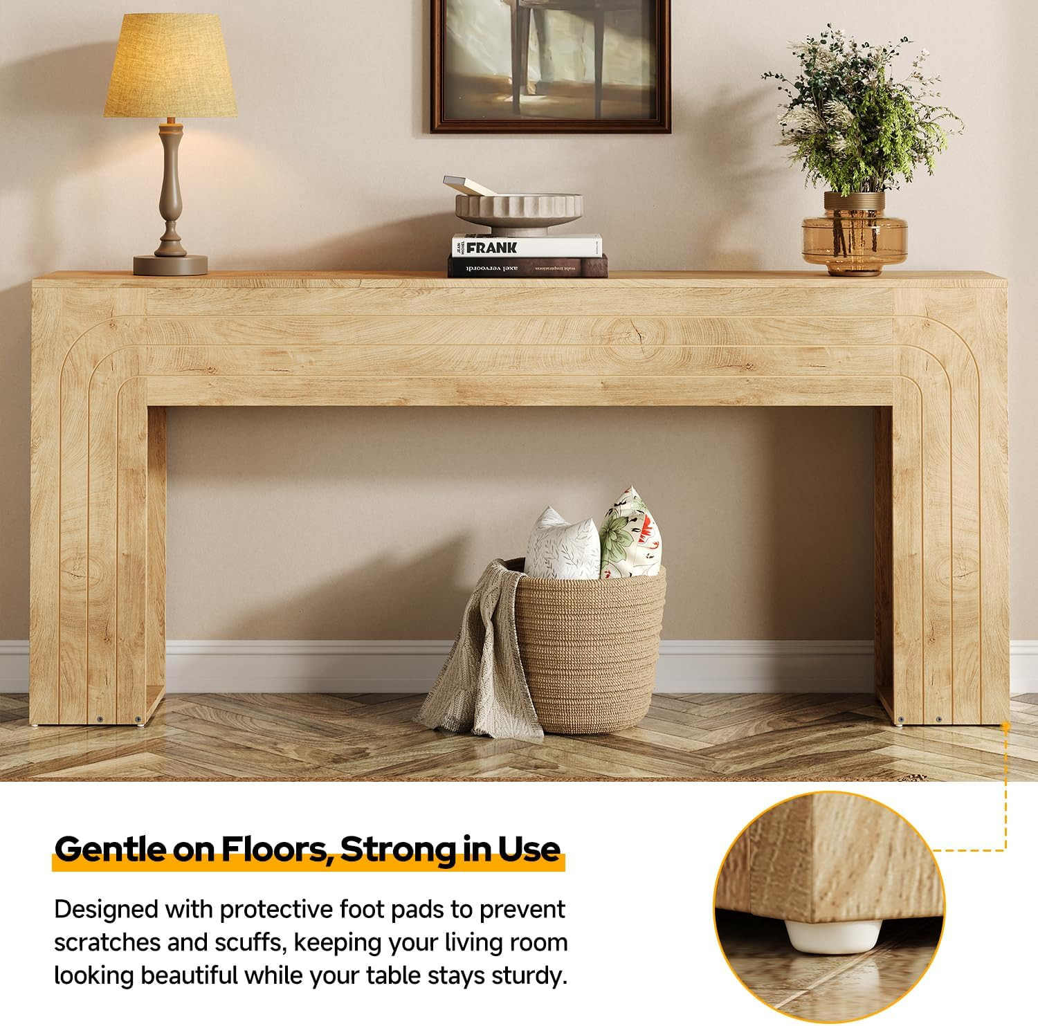 Knoworld 70.9-Inch Long Console Table, Farmhouse Entryway Table with Handcrafted