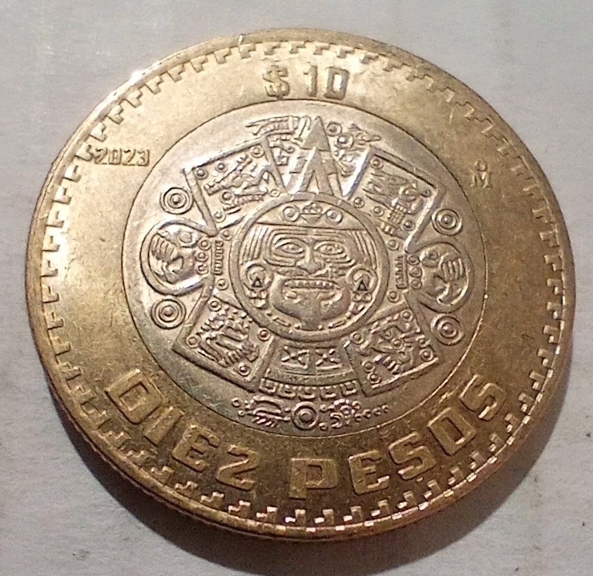 Diez Pesos 2023 Mexico Coin $10 Piedra Del Sol Tonatiuh