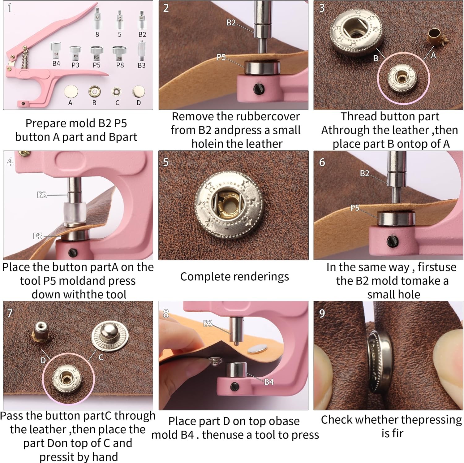 YUSBUTON Snap Button Kit - Metal & Plastic Buttons with Fastener black