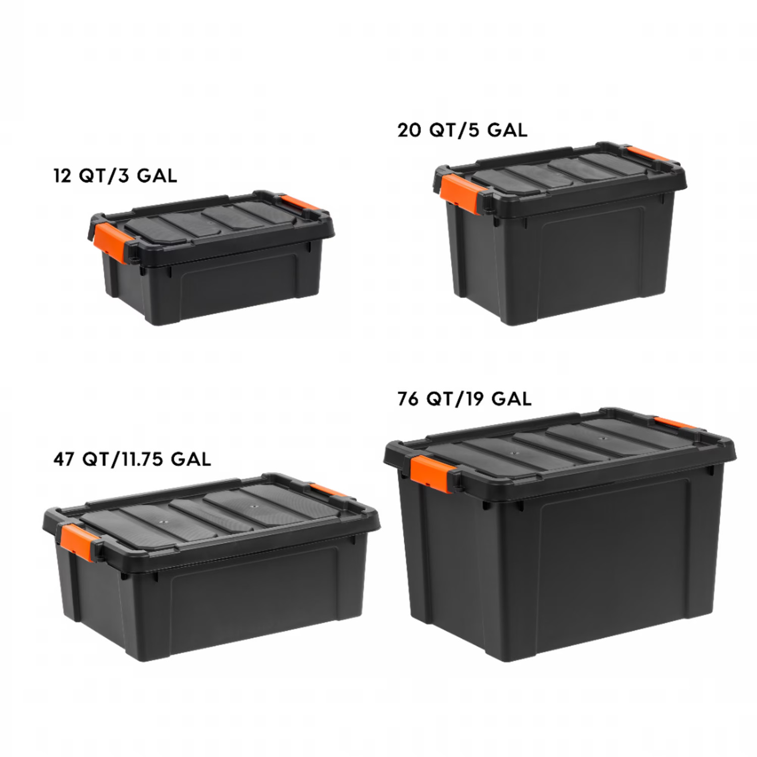 IRIS 5 Gal Heavy Duty Storage Bins 4Pk Latching Lid Stackable Tote Boxes