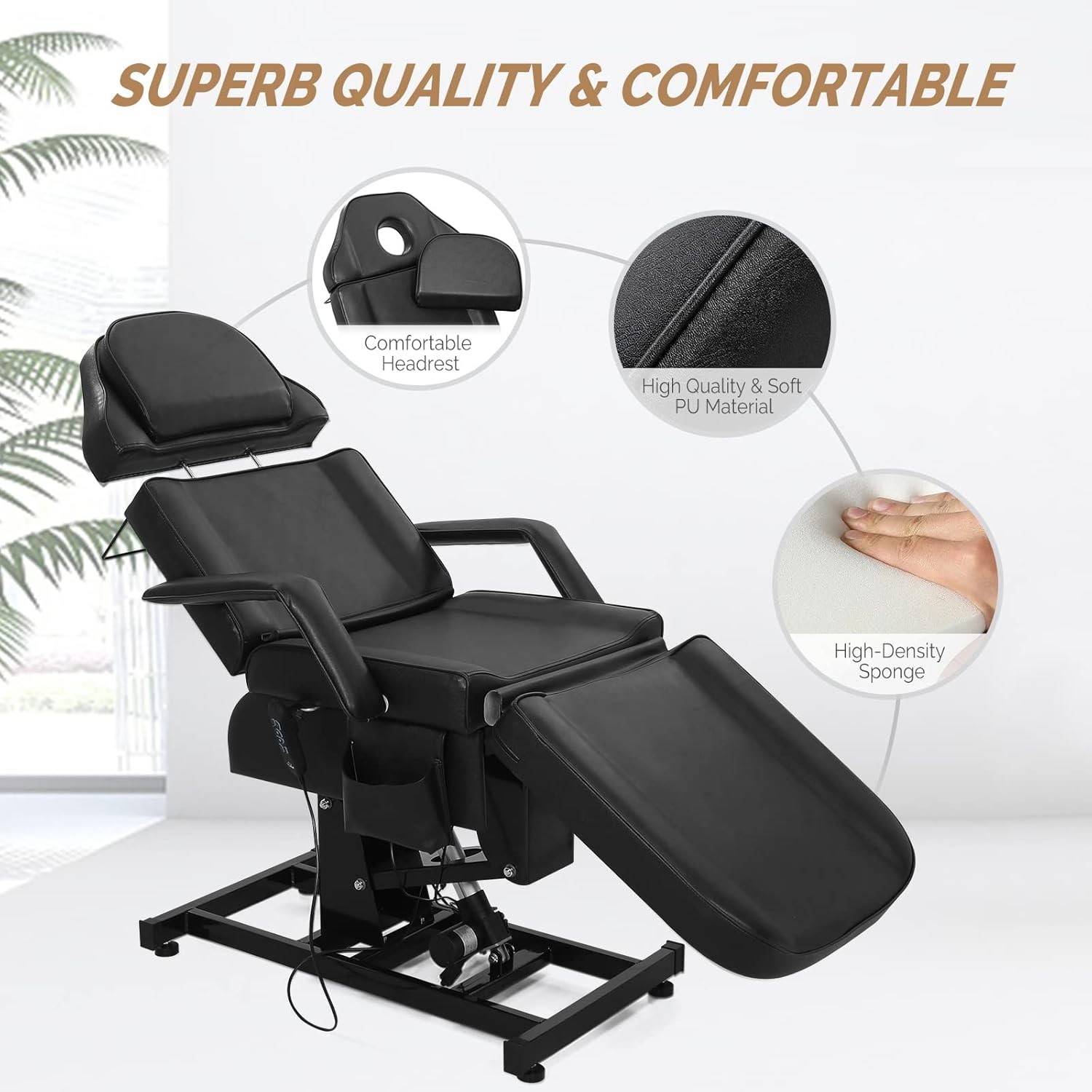 Professional Electric Facial Bed with Removable Headrest, Adjustable Height New