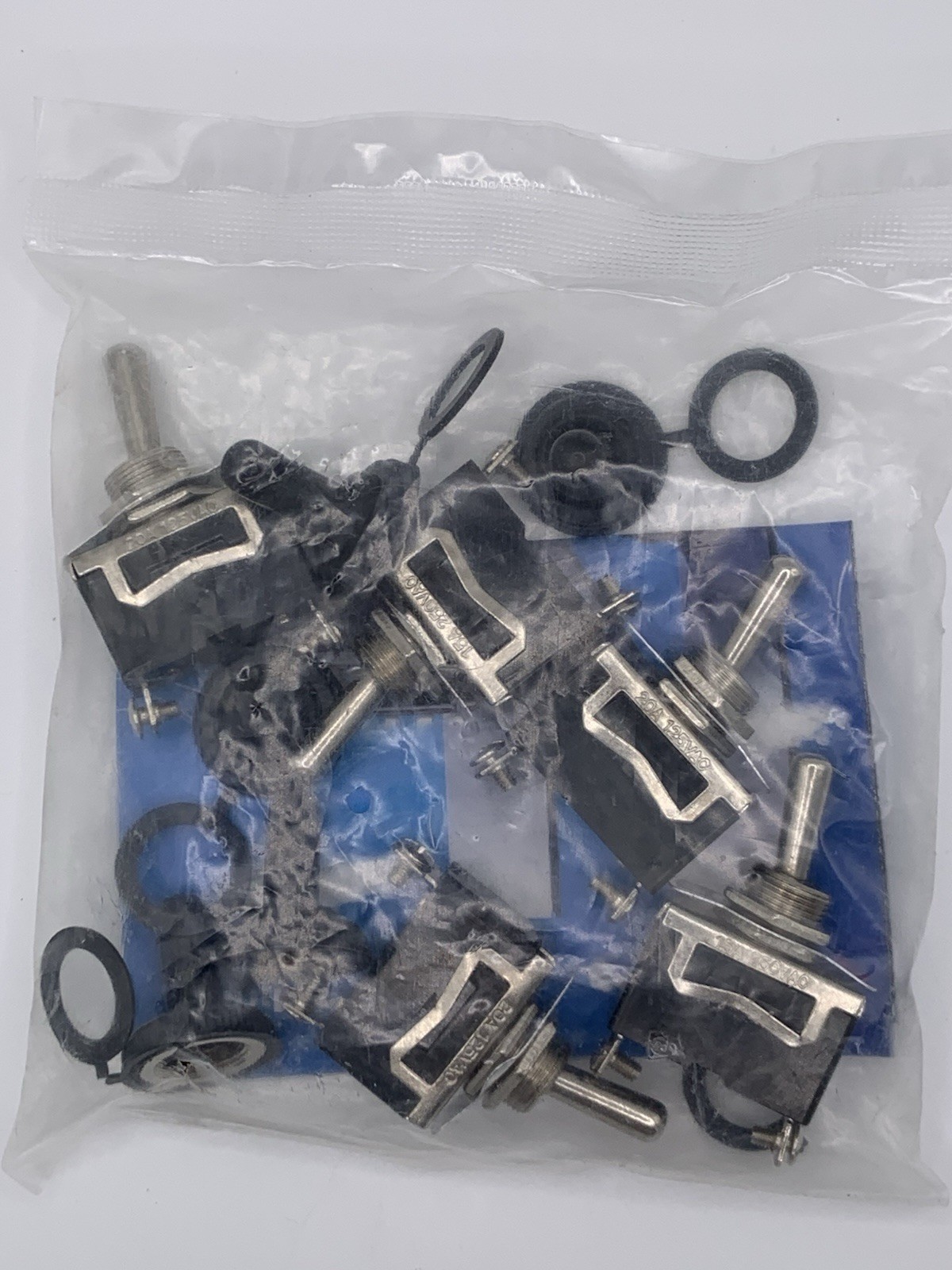 Panel Mount Toggle Switch On/Off Heavy Duty Silver/Black with Boots Lot of 5