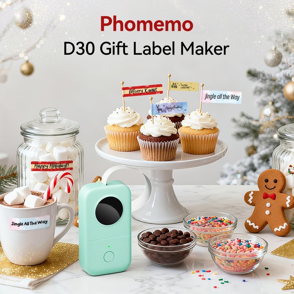 Phomemo Label Maker, D30 Portable Bluetooth Maker Machine Small, Green