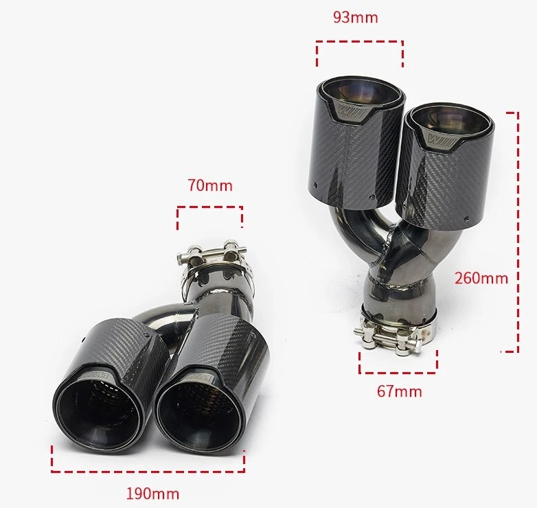 Pair Dual Exhaust Tip Real Carbon Fiber Tailpipe For BMW 525i 528i 530i G30 G31