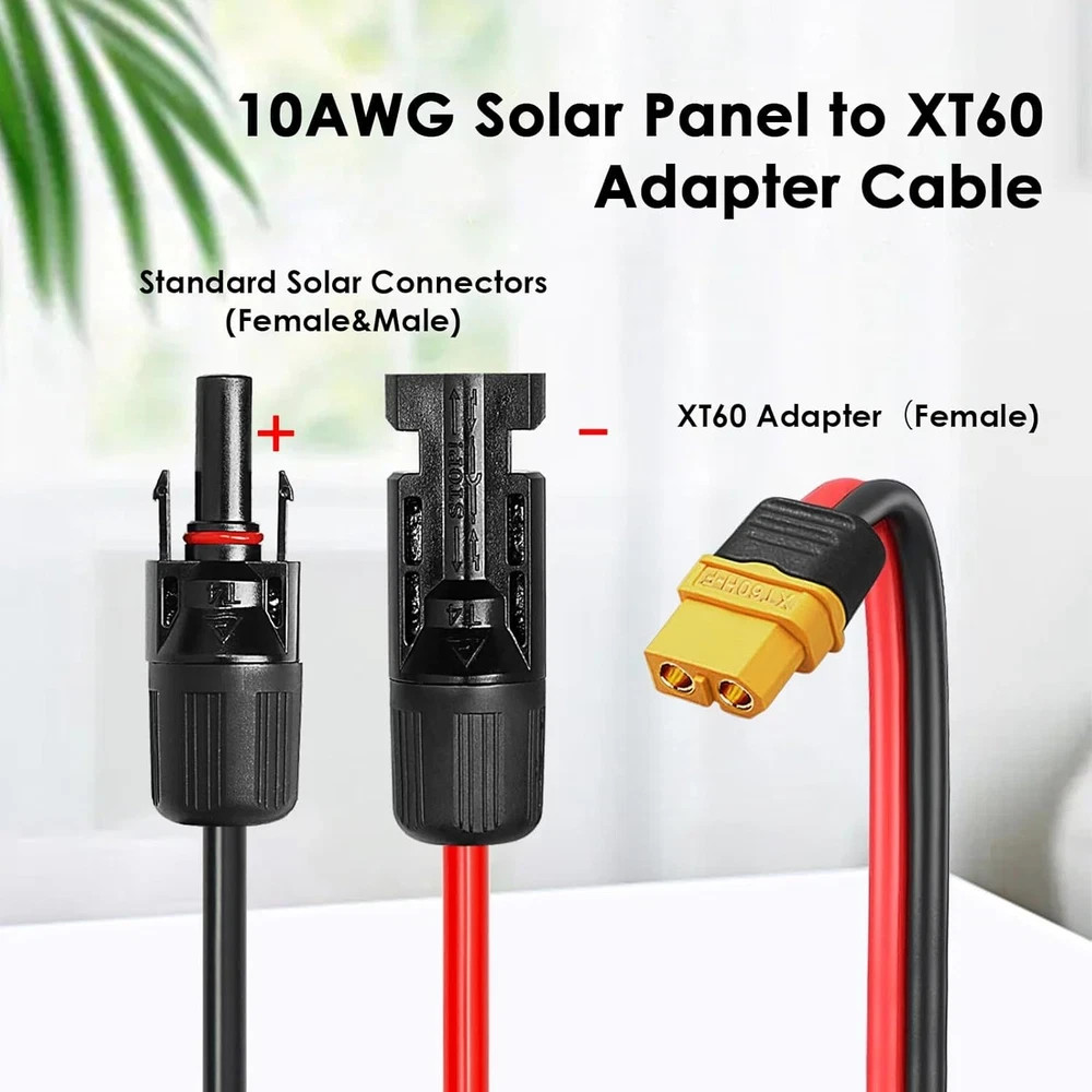 30FT 10AWG Solar to XT60 Extension Cable for Power Stations & Generators