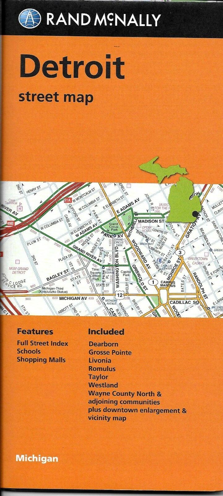 Detroit, Michigan, Street Map, by Rand McNally -2019
