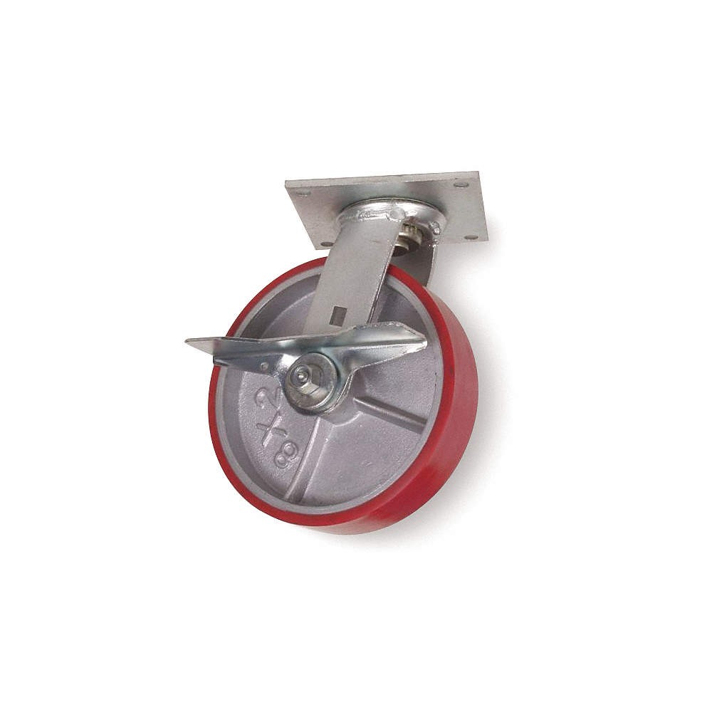 GRAINGER APPROVED 1NVL8 Plate Caster,Swivel,Polyurethane,6 1/2"H 1NVL8