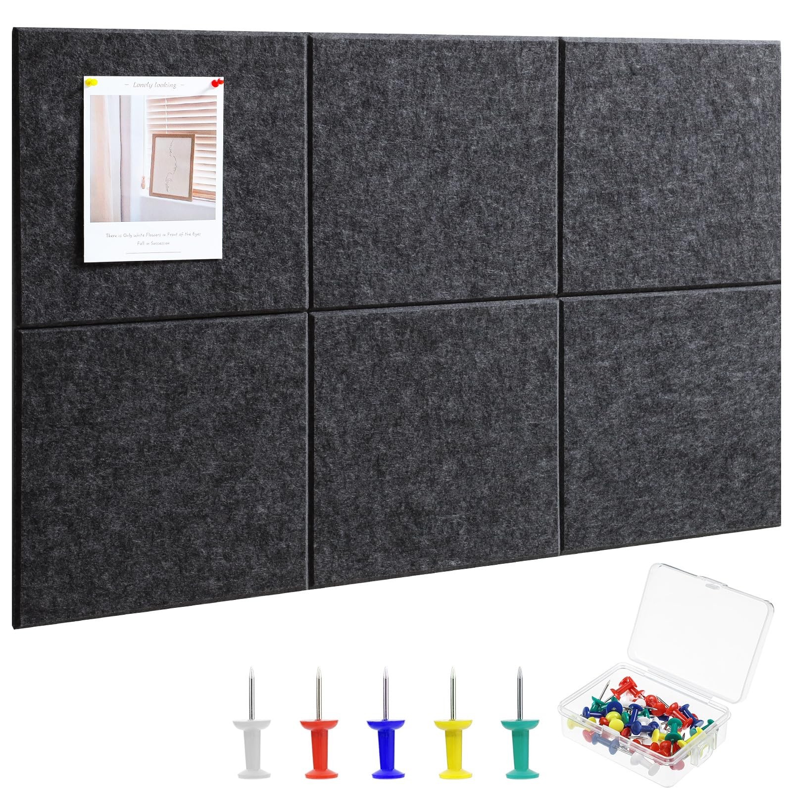 Large Cork Board 36" x 24", 6 Pack Felt Bulletin Board with 30 Pushpins, Cork...