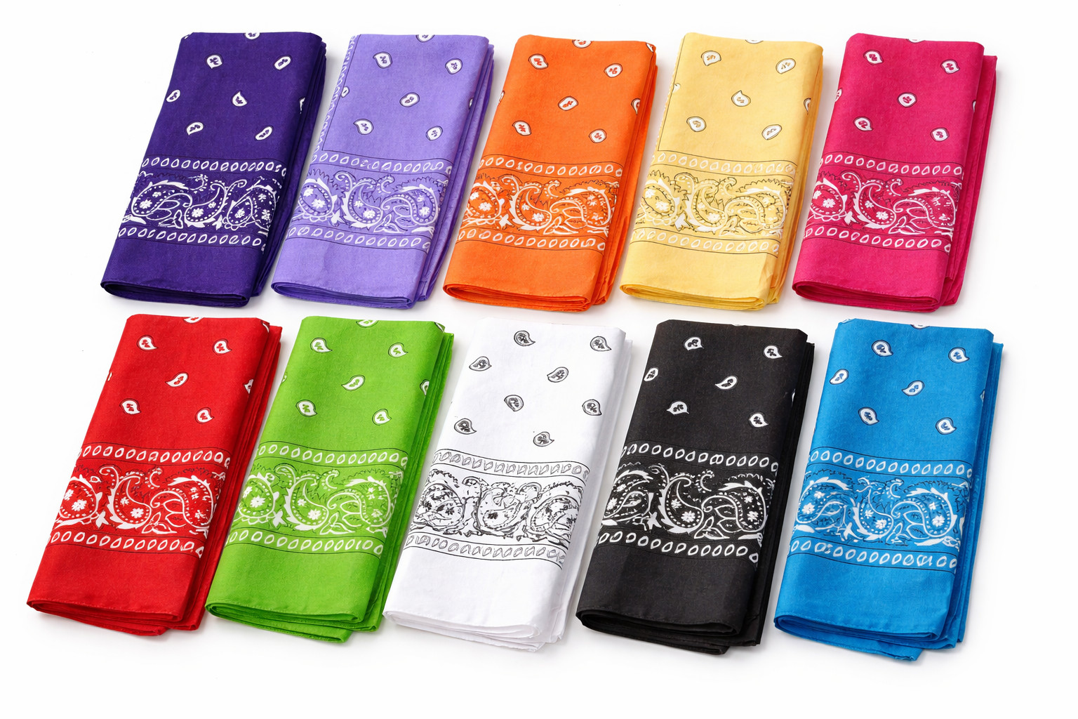 10 Pack Bandanas Paisley Print Cowboy Bandana Handkerchiefs Colors