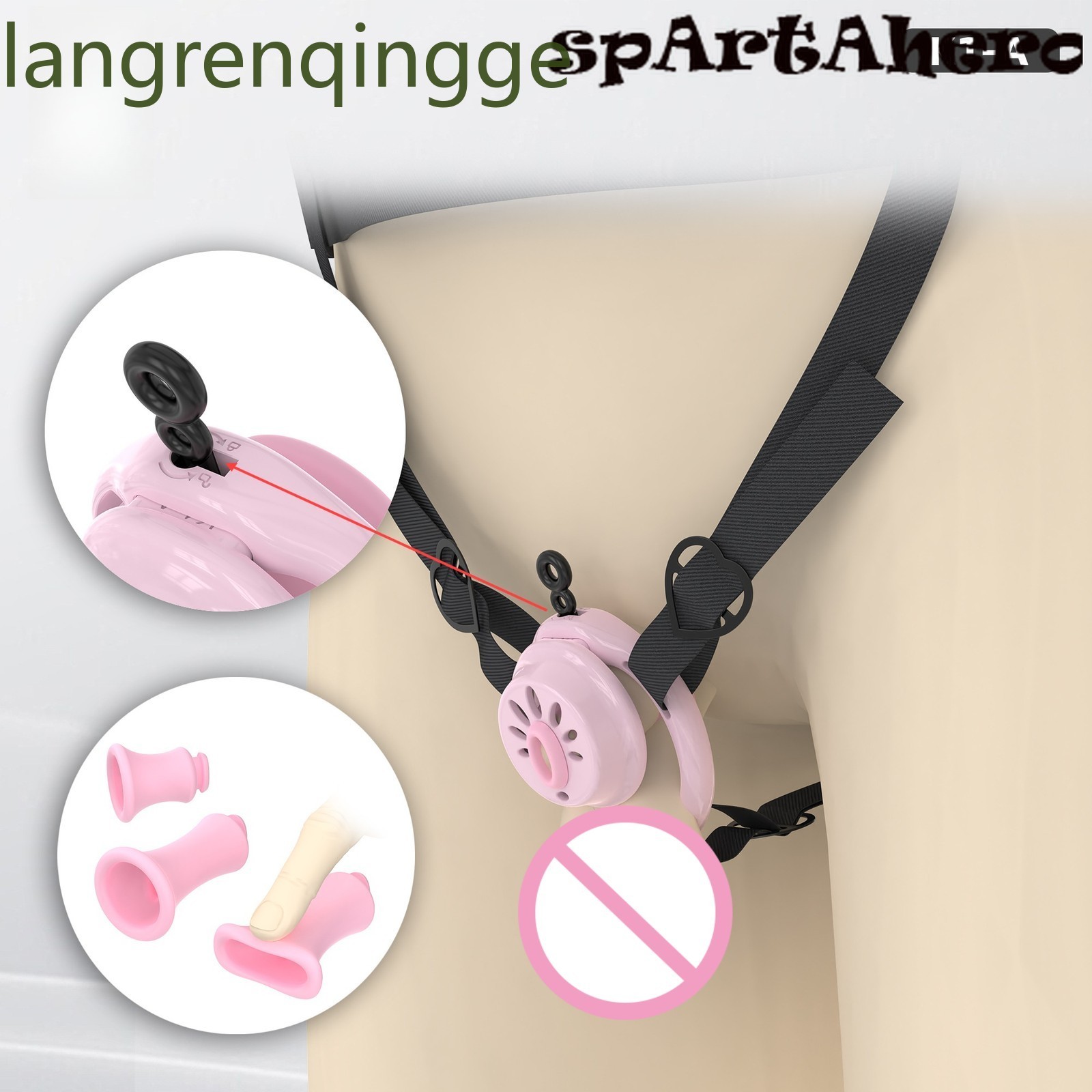 25New Men's Flat Crotch Cage Mini CB Lock with Tube Sissy Lock Breathable Cage