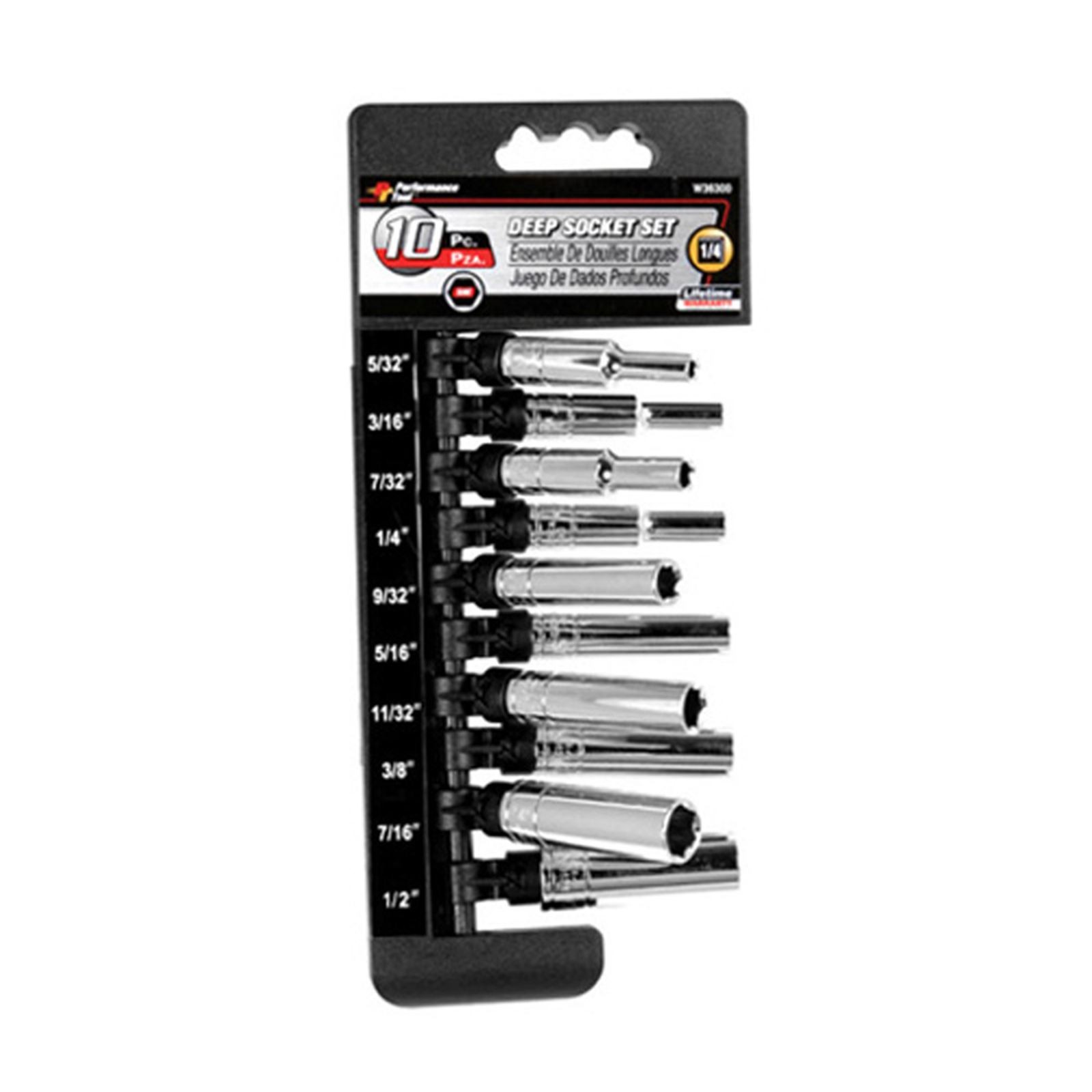 Performance Tool 1/4" DR 6PT SAE DW Socket Set - 10-Piece W36300