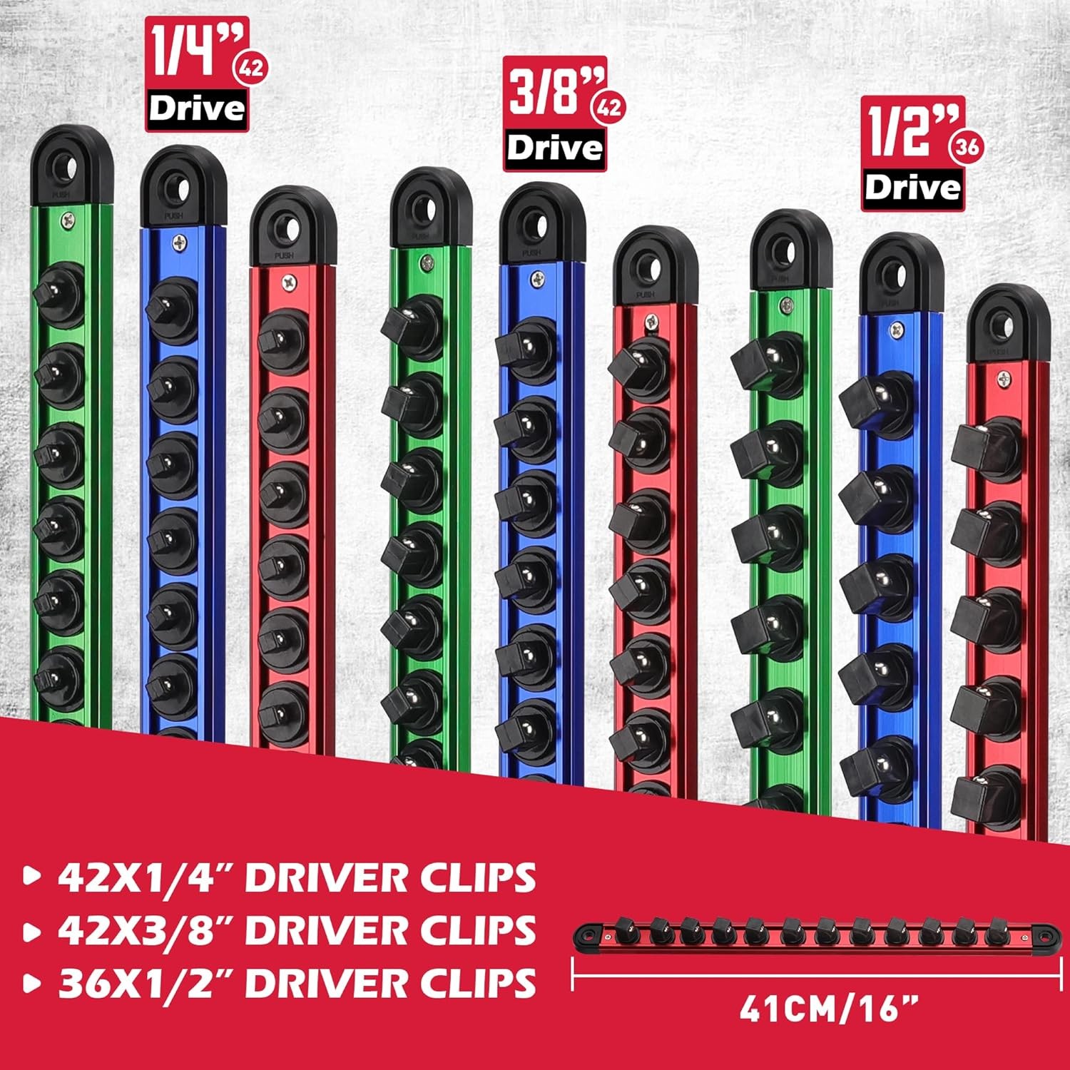 9-Piece Magnetic Socket Holder Organizer Set 1/4, 3/8, 1/2 Socket Trays for Gar