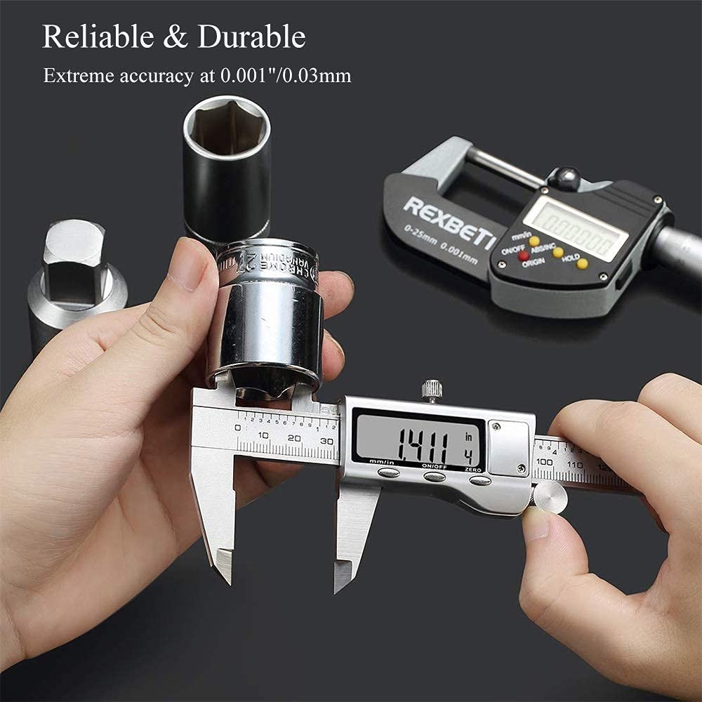 Digital Caliper, Caliper Measuring Tool with Stainless Steel, Electronic Micr...