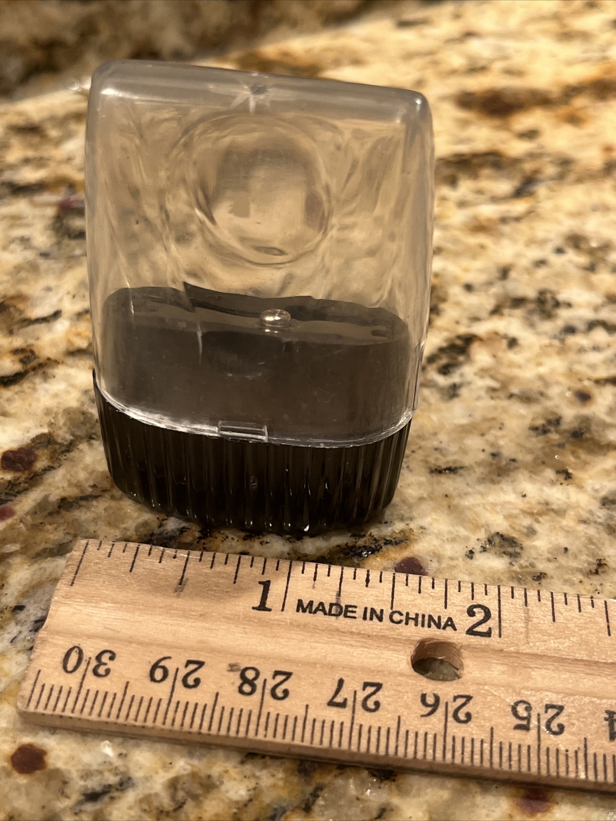 vintage 2 piece pencil sharpener hand held clear black Made In Hong Kong