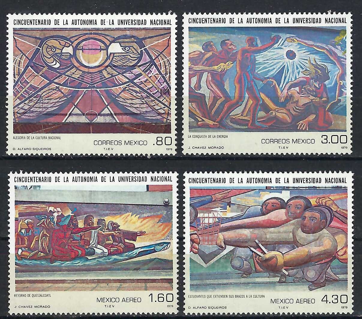 Mexico 1979 4v MNH The 50th Anniv of National University's Autonomy Paintings