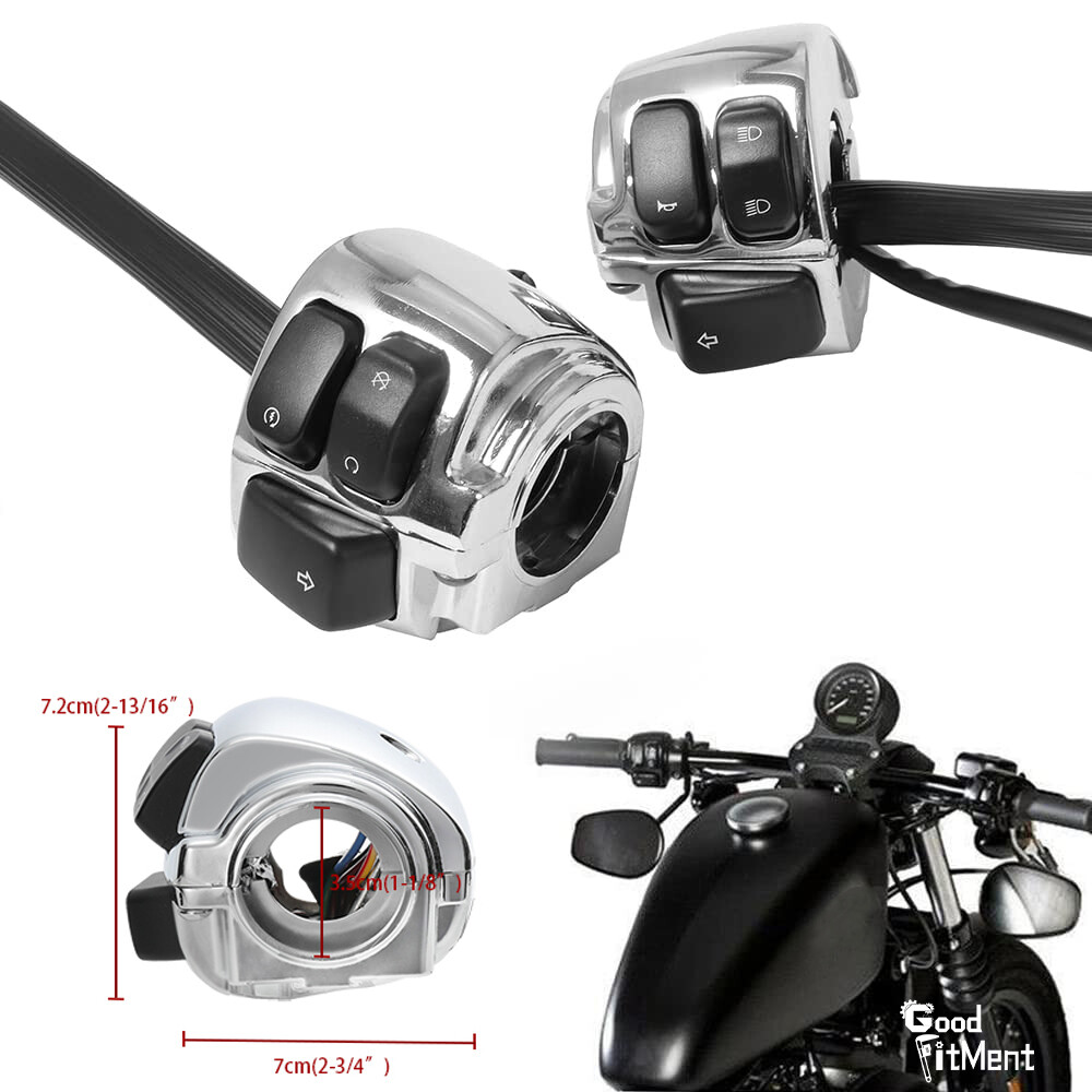 Chrome 1" Handlebar Control Switches+ Wiring Harness For Harley Dyna Sportster