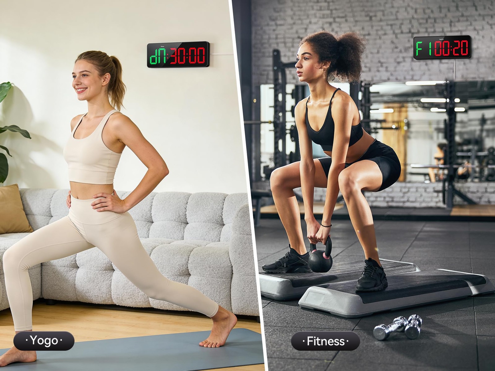 12" LED Gym Timer, Multi-Mode Interval Clock With Remote, Kitchen Timer For Home