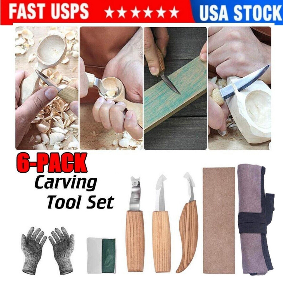 Professional Wood Carving Knives Set Woodworking Tools Spoon Kit Carpenter Tools